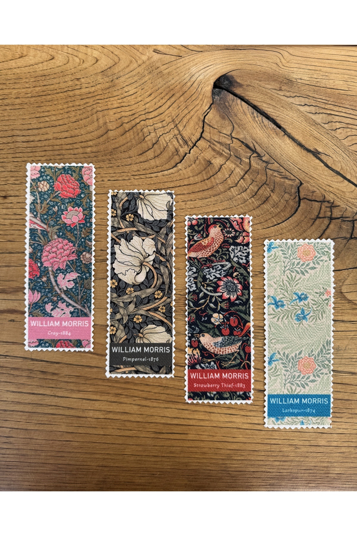 pamukcanta William Morris Kanvas Kumaş Kitap Ayracı (4'LÜ) Yıkanabilir