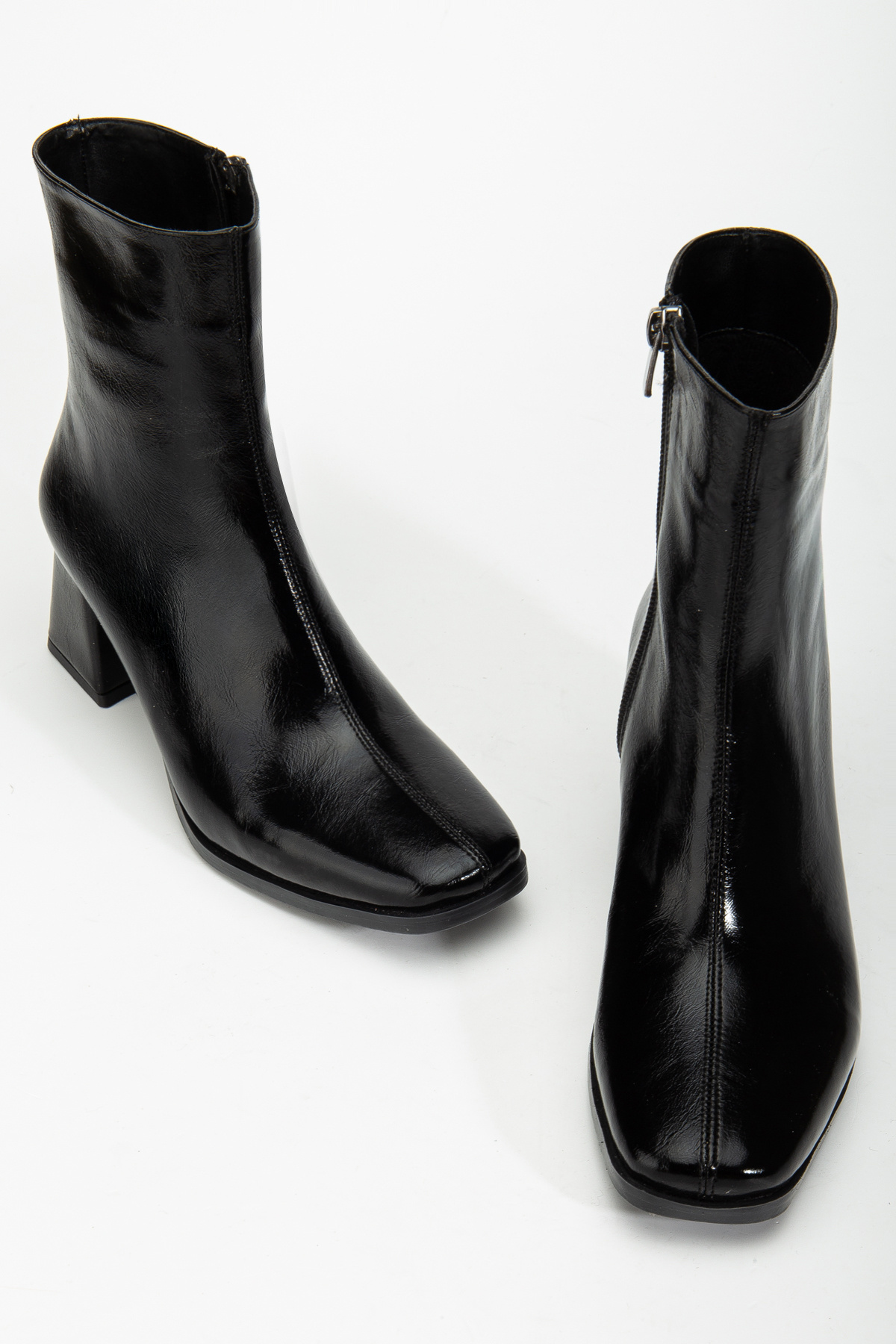 LEMUES SHOES Women's Brown Square Toe Side Zipper Boots- Trendyol