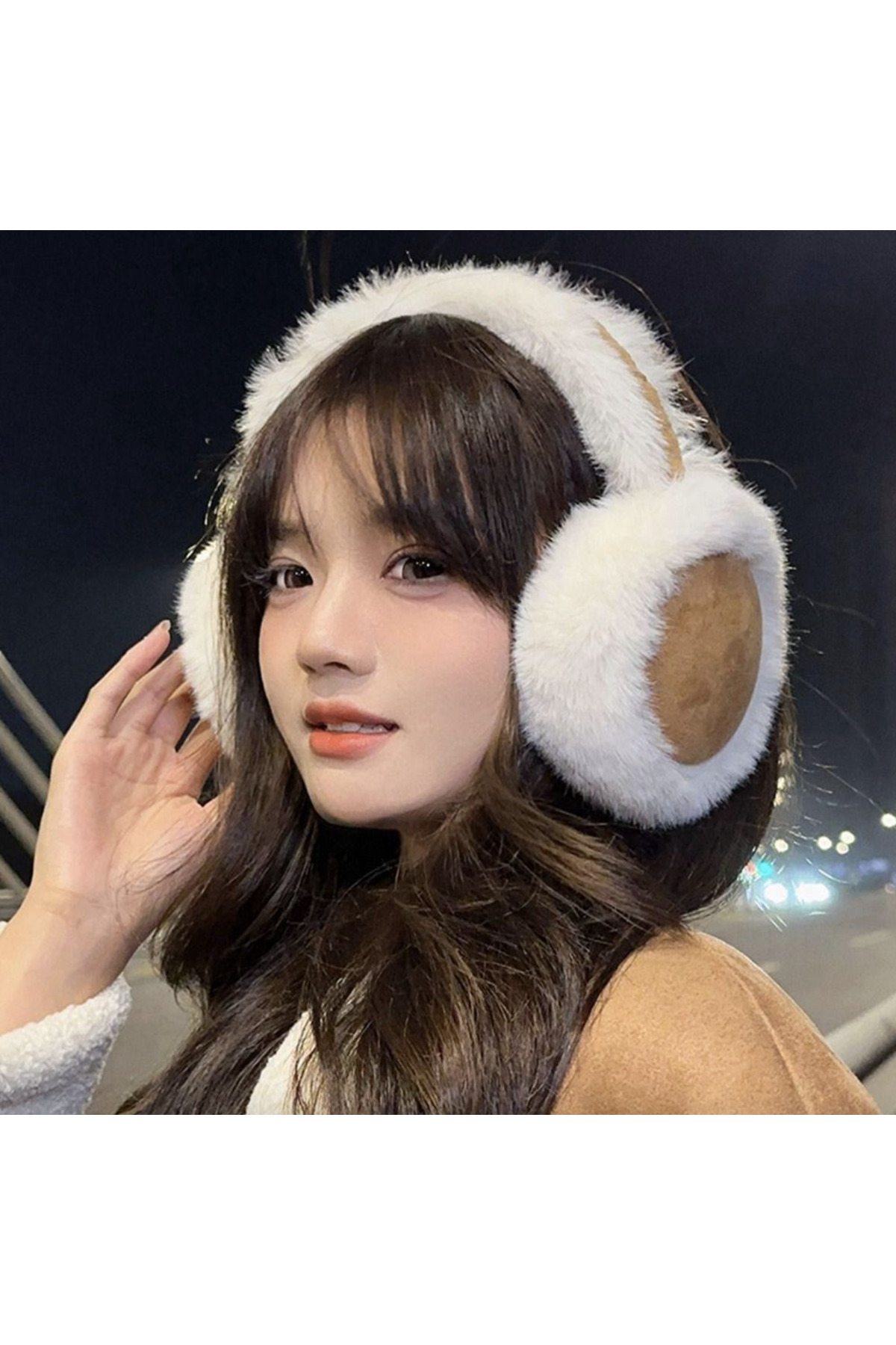 CSR AKSESUAR Krem Ve Kahve Renk Peluş Kulaklık