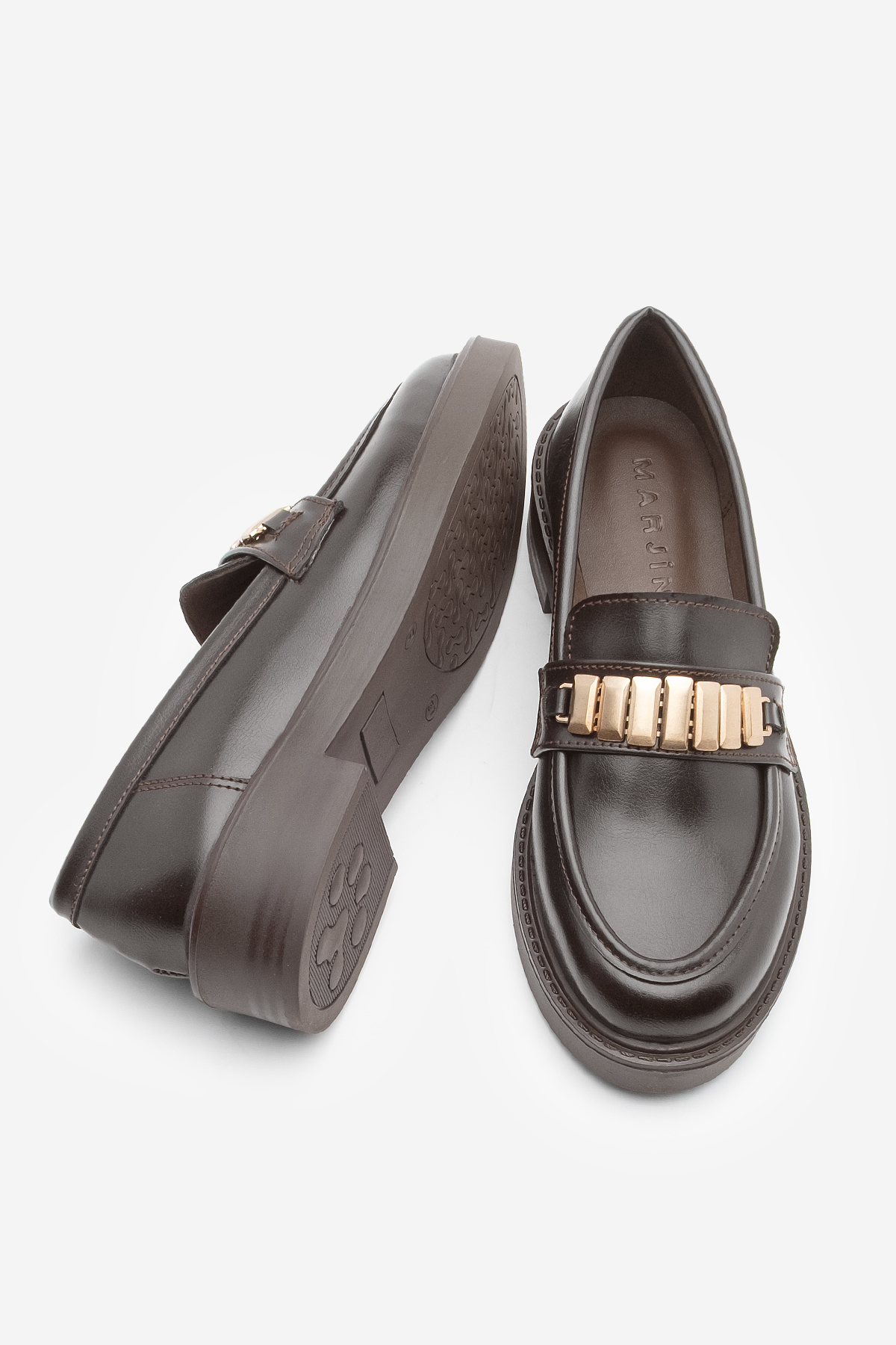 Marjin  Kadın Loafer Makosen Tokalı Günlük Ayakkabı Vilyum Kahve - Görsel 9