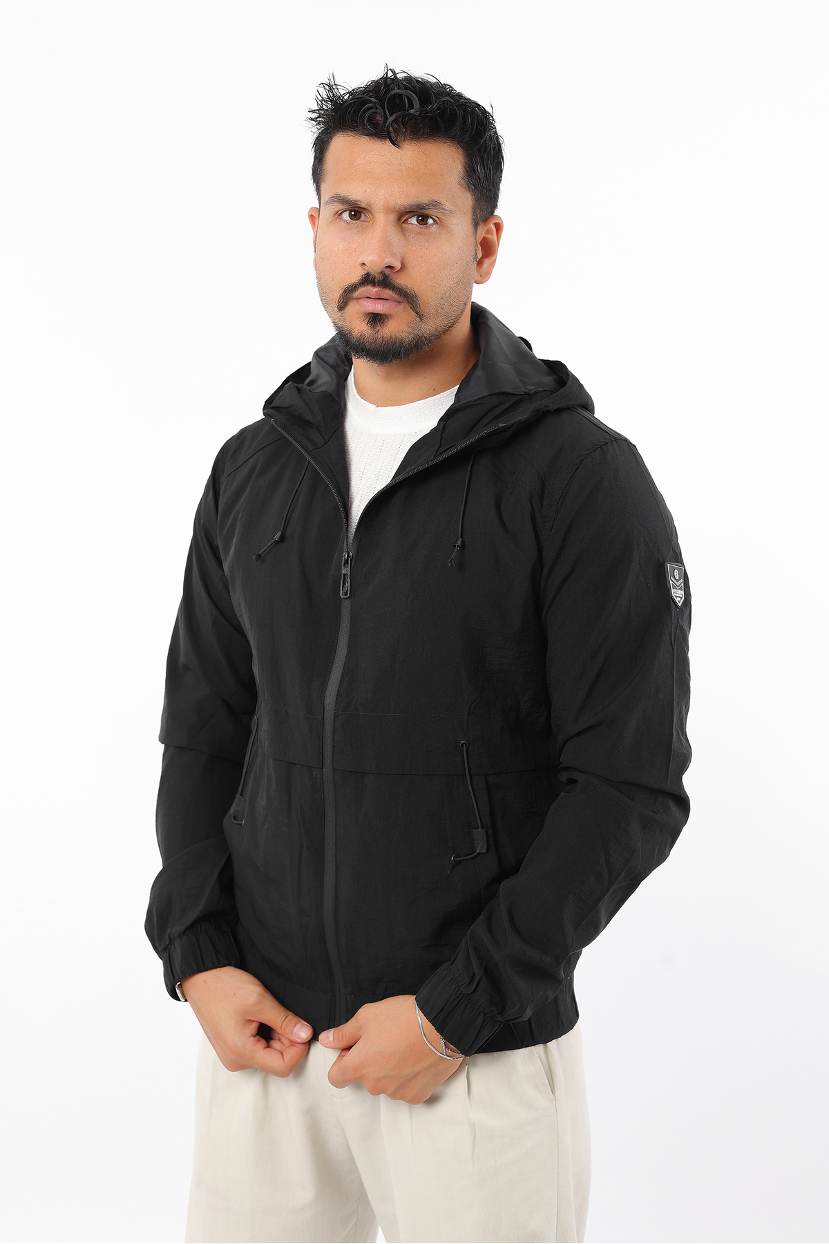 Rodrigo Erkek Spor Mevsimlik İçi Astarlı Kapşonlu Suya Dayanıklı Rüzgar Geçirmez Yağmurluk