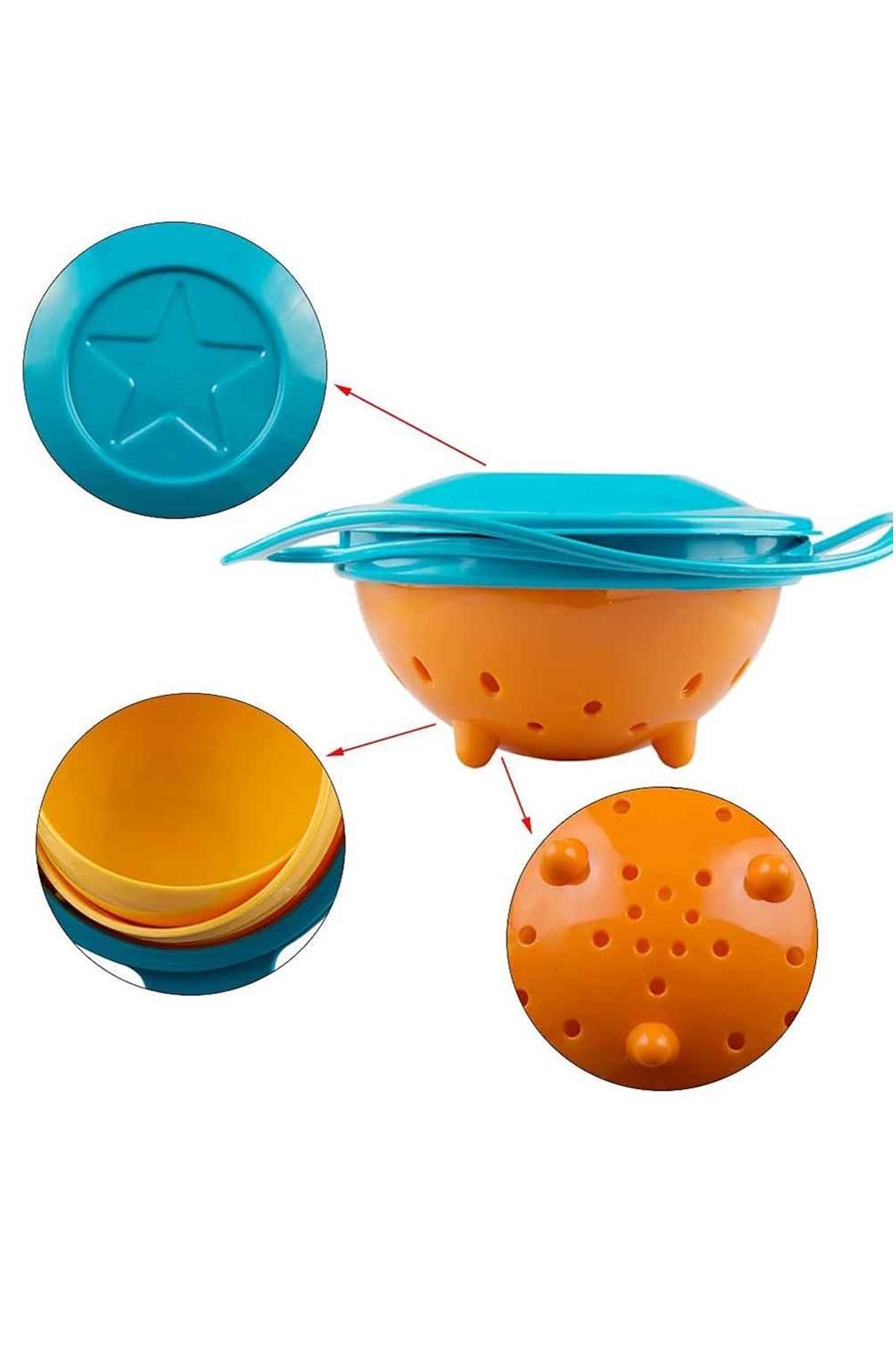 Kitchen Beauty Evrensel 360° Dönen Bebek Dökülmeyen Tabak Mama Tabağı fotoğrafı 3 (önizleme)