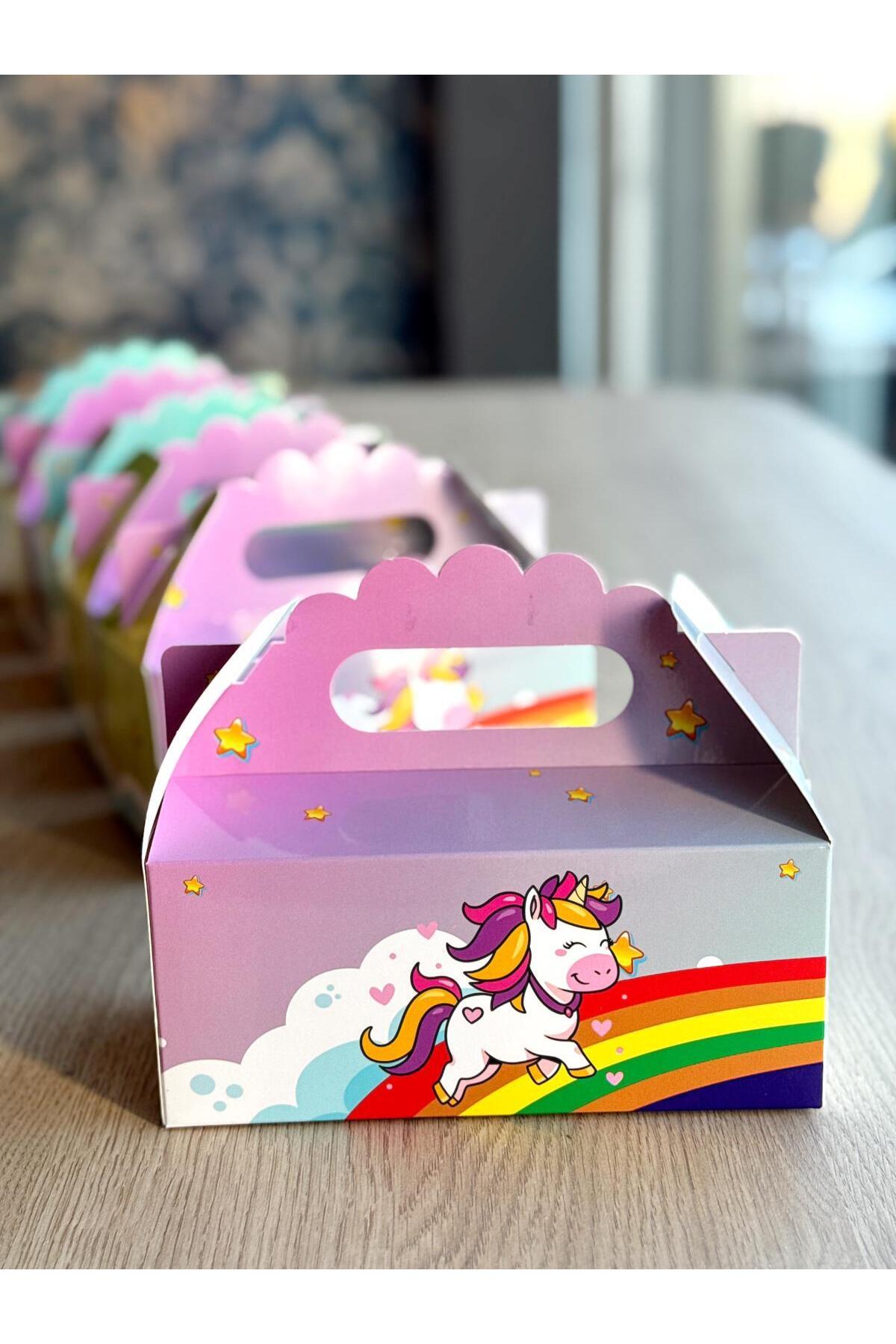 KOLİX Unicorn Kutusu 25 'li El Tutmalı Çanta Doğum Günü Hediye Kutusu Pasta Kutusu fotoğrafı 2 (önizleme)