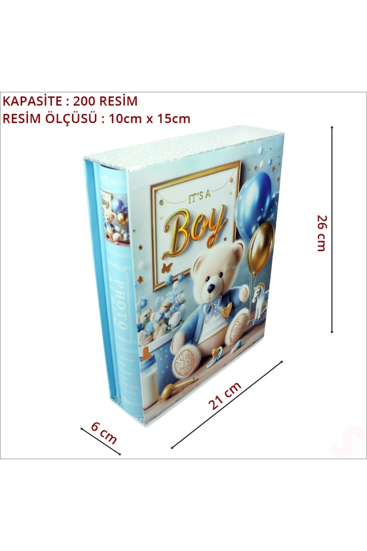 Süsle Baby Party Bebek Fotoğraf Albümü, Kutulu ve 200 Resimlik - Mavi fotoğrafı 2 (önizleme)