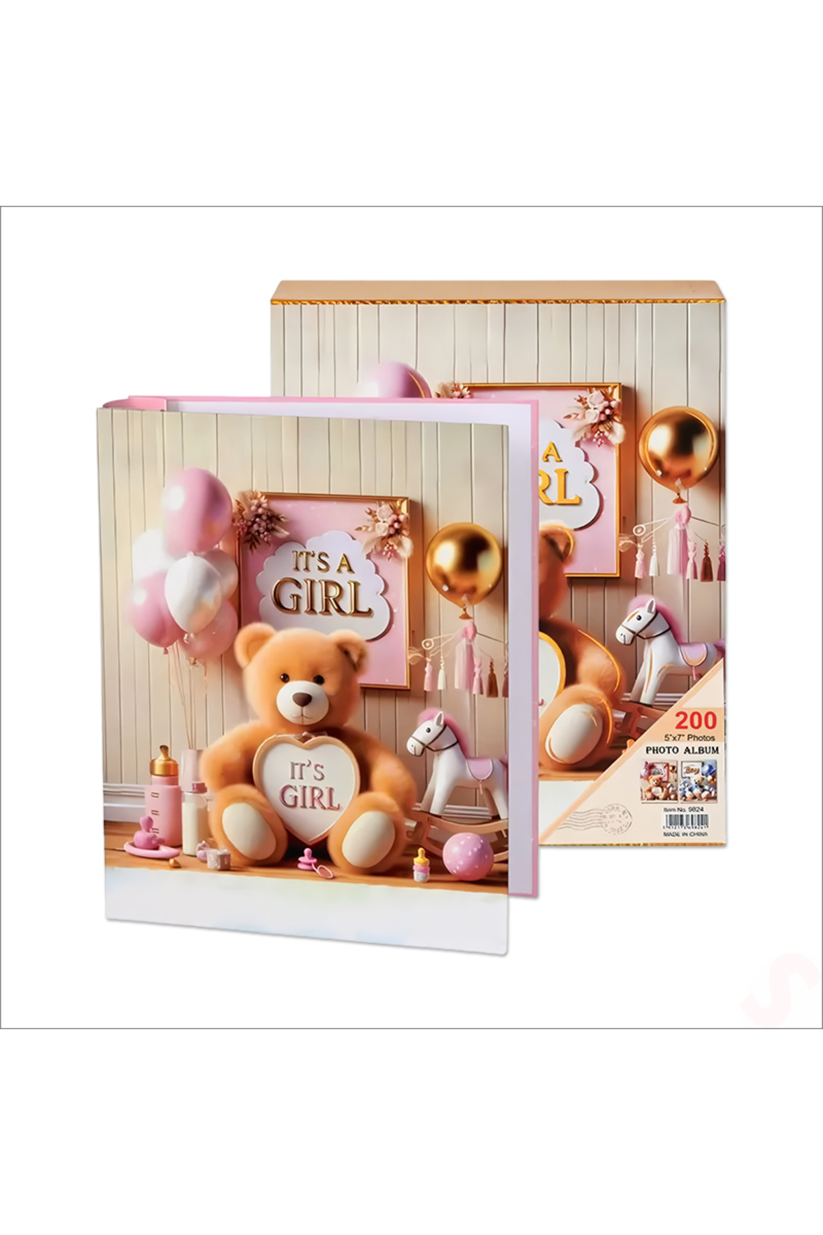 Süsle Baby Party Bebek Fotoğraf Albümü, Kutulu ve 200 Resimlik - Pembe