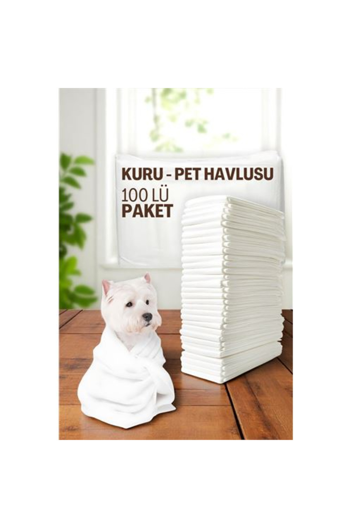 MKR HSNET Pet Havlusu - Kedi Köpek Banyo Havlusu Tek Kullanımlık Kuru Havlu 40X80 CM 100 Adet