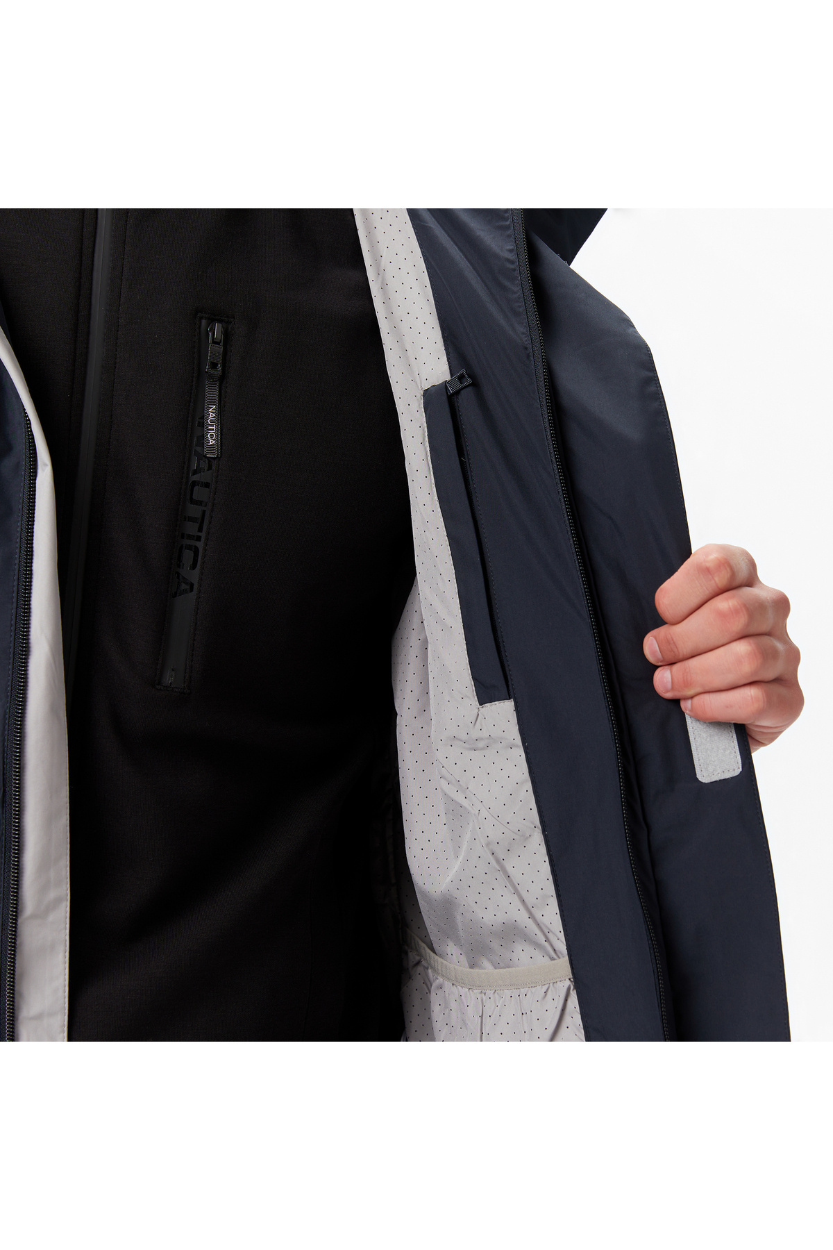 Nautica Erkek Siyah Regular Fit Rain Breaker Yağmurluk görsel 7