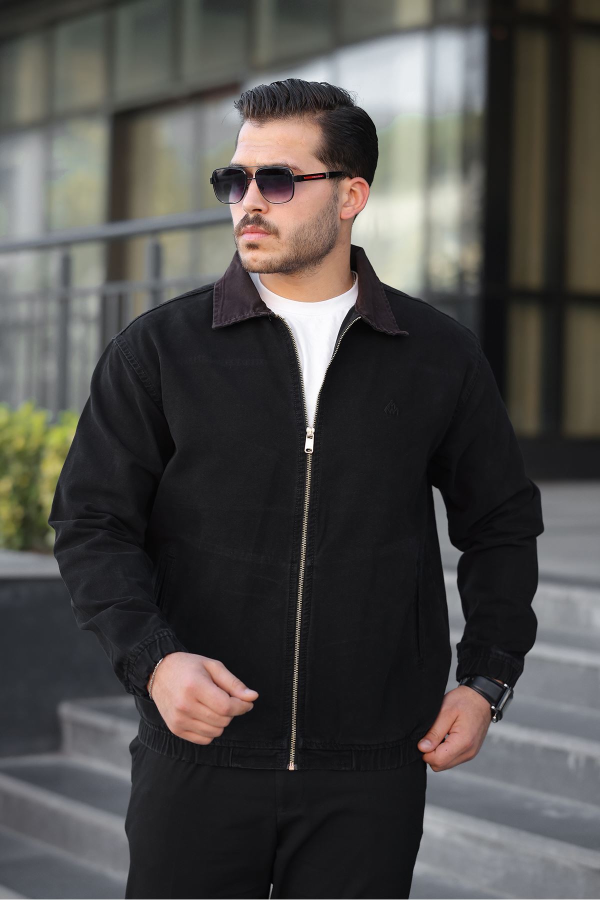 LTC Jeans  Erkek Relaxed Canvas Siyah Ceket - Görsel 3