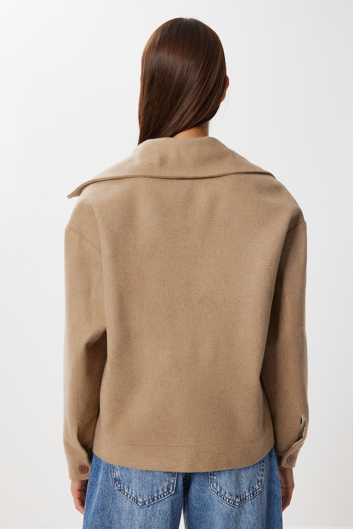 Lovelyİstanbul  Kruvaze Kısa Kaşe Kaban LDW0008 BEJ - Görsel 6