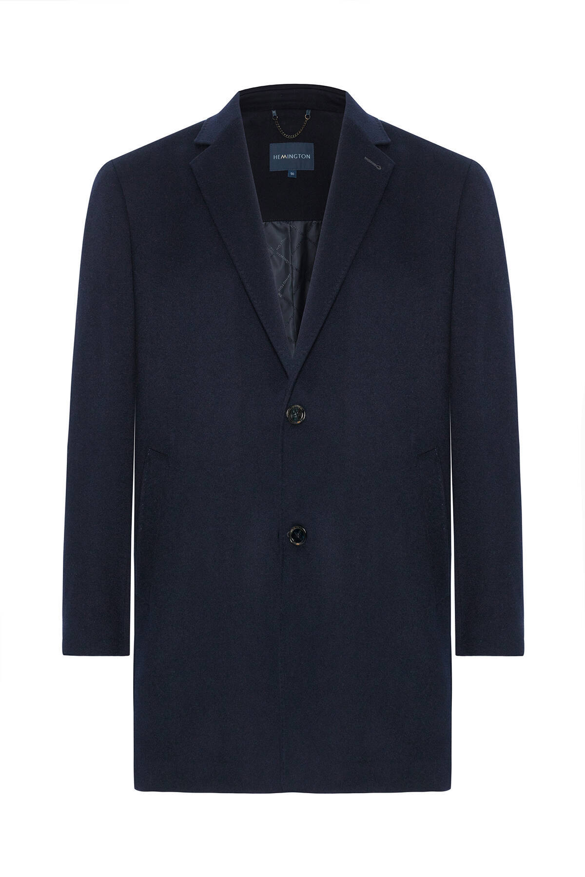 Hemington  İtalyan Saf Yün Lacivert Palto - Görsel 7