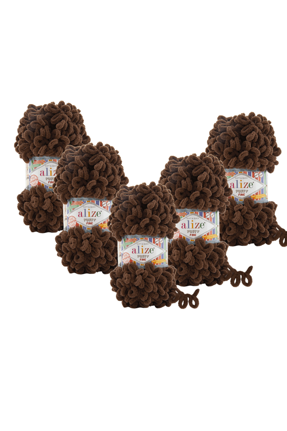 ( 5 Pieces ) Puffy Fine Hand Knitting Yarn 5-Pack - 493 Fine - 100 Gr. 9 Mt. Finger Knitting Yarn