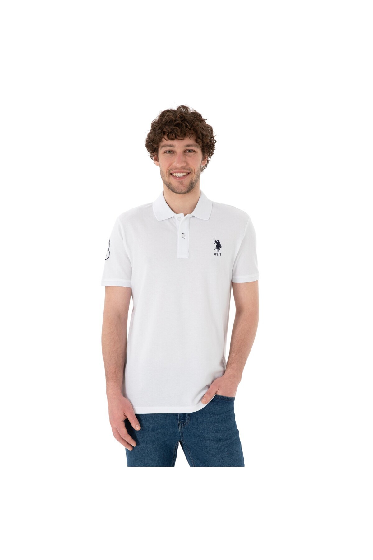 یو اس پولو تی‌شرت یقه پولو مردانه اسلیم فیت مدل Basic