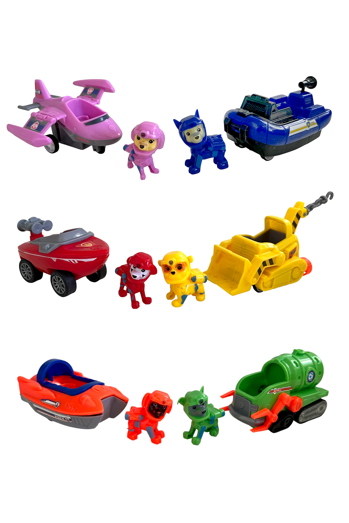 UDATOYS Paw Patrol Pati Devriyesi Chase Rubble Skye Rocky Zuma Görev Araçları Karakter Seti 6LI