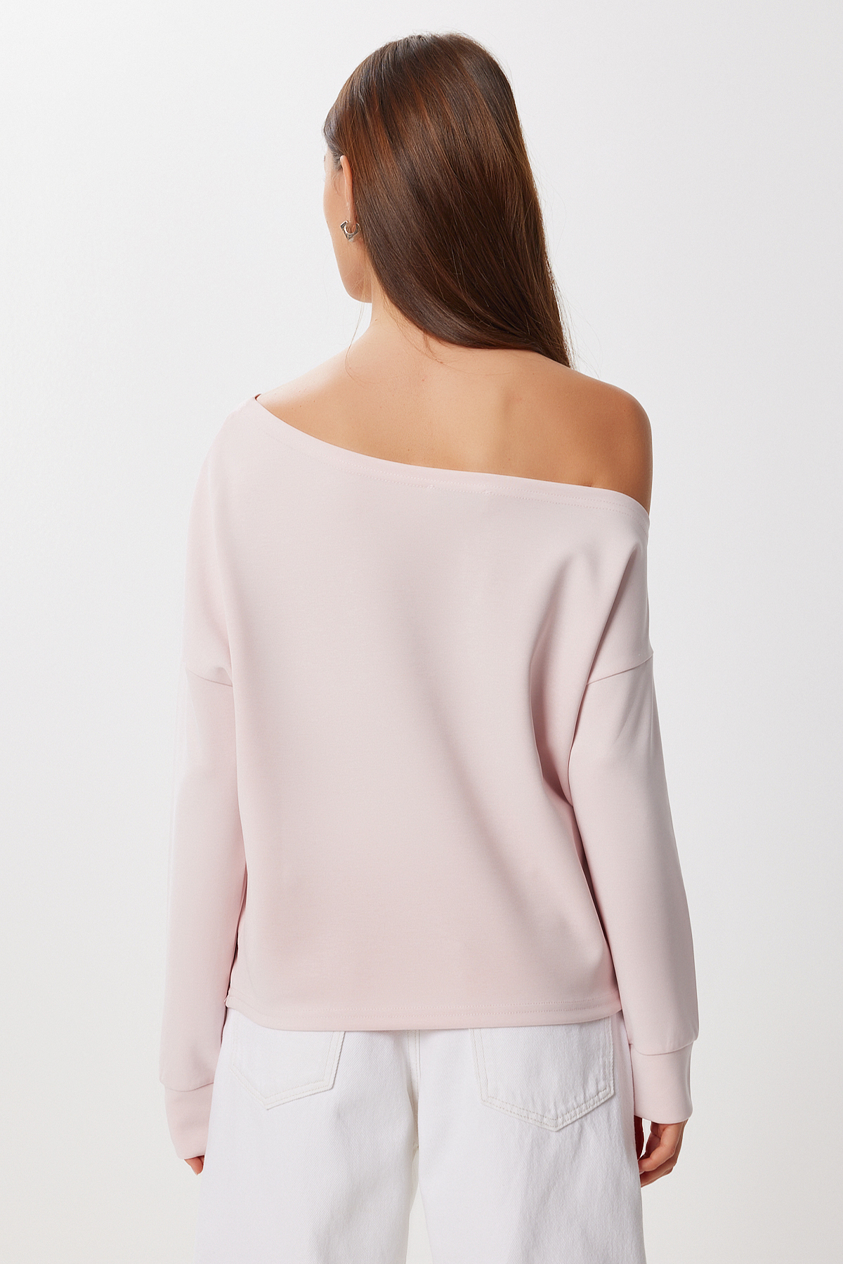 Lovelyİstanbul  Açık Omuzlu Yumuşak Modal Sweatshirt LUB0252 ŞEKER PEMBE - Görsel 5