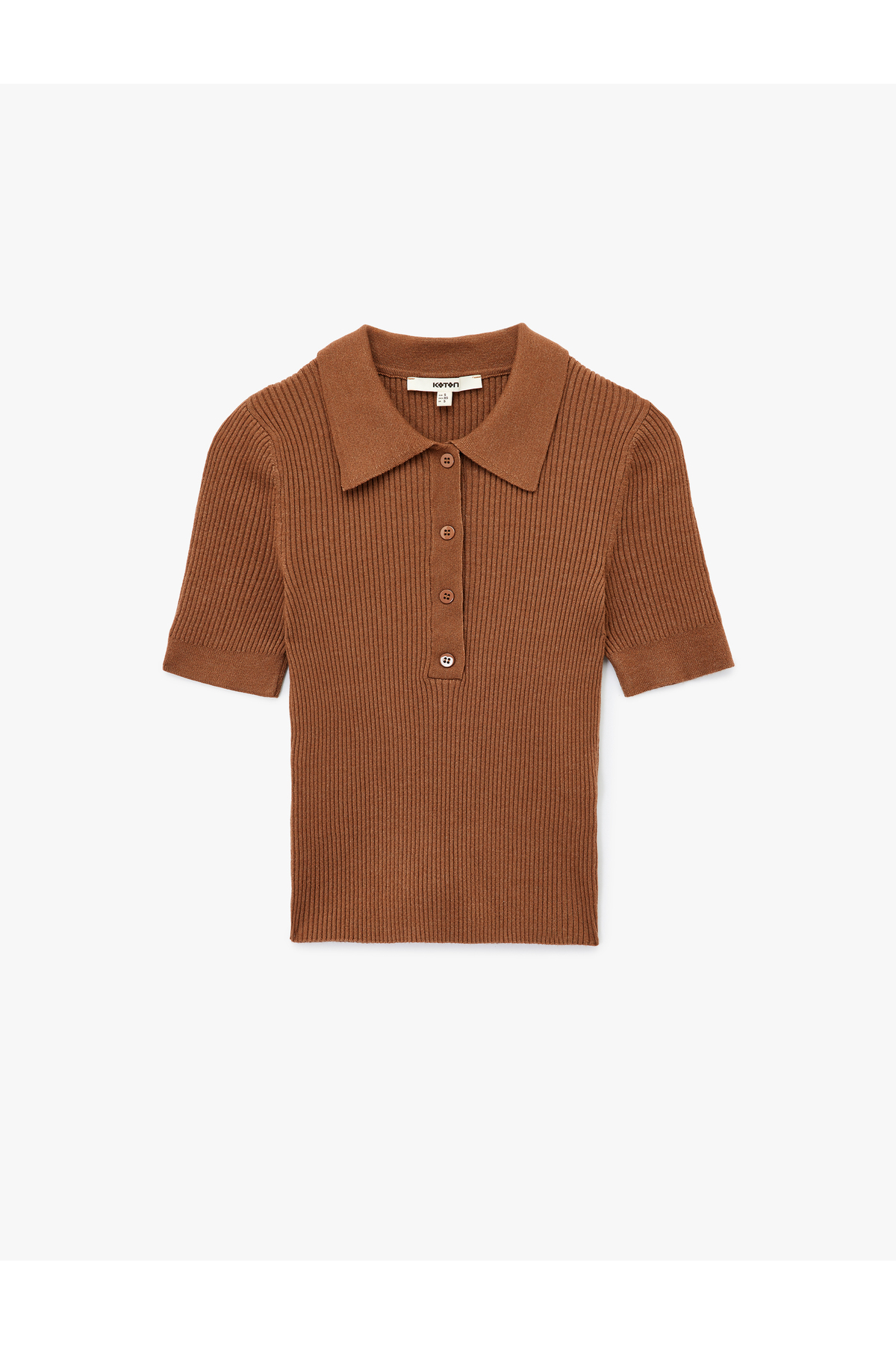 Koton  Yarım Düğmeli Kısa Kollu Polo Yaka Triko Kazak - Görsel 3