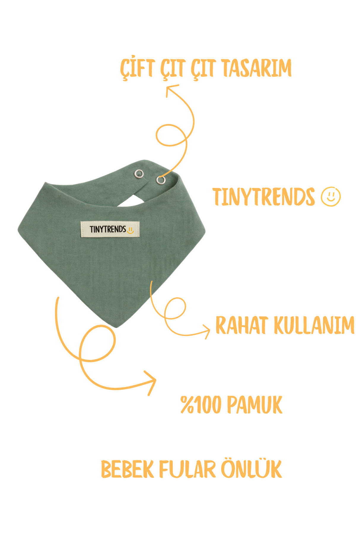 tinytrends %100 Pamuk 3'lü Müslin Ayarlanabilir Çıtçıtlı Bebek Önlük Fular fotoğrafı 5 (önizleme)