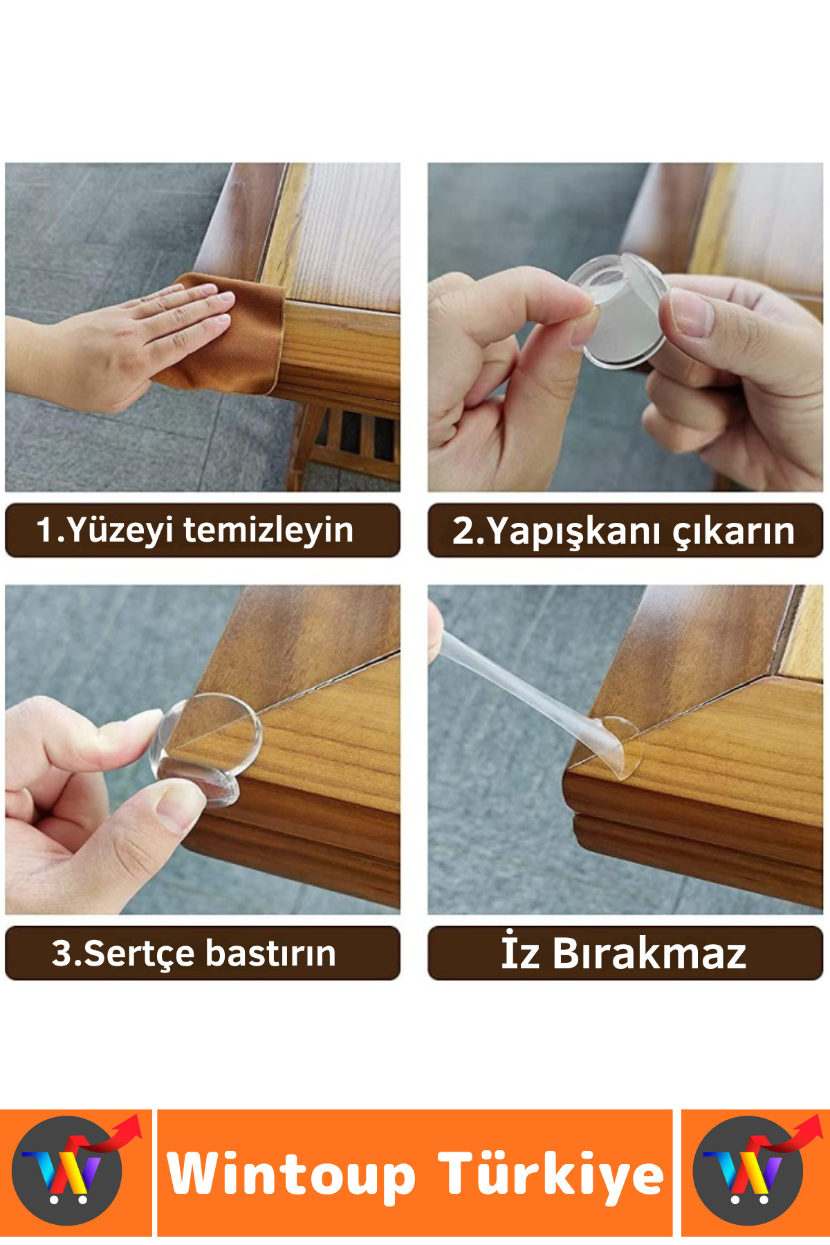 Wintoup Pratik Çocuk Bebek Güvenlik Masa Komodin Mobilya Çarpma Önleyen Silikon Köşe Kenar Koruyucu 8 Adet fotoğrafı 3 (önizleme)