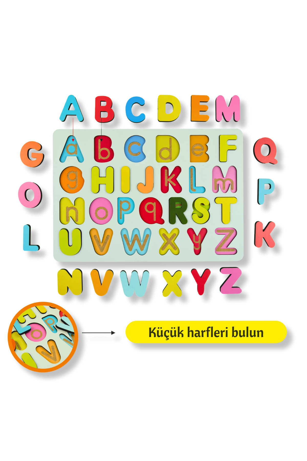 Eavrasya Ahşap İngilizce Alfabe Puzzle Seti - Büyük Küçük Harf Eğitici Montessori Zeka Oyuncağı fotoğrafı 4 (önizleme)