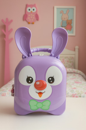 ALYTECH MOR RENK KİLİTLİ TAVŞAN DESENLİ ÇANTA KUMBARA