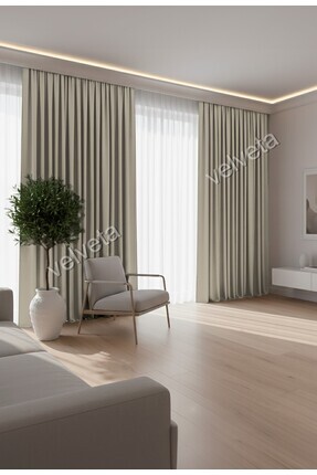 Velveta Modern Series Düz Pile Kadife Dokulu Fon Perde Bej