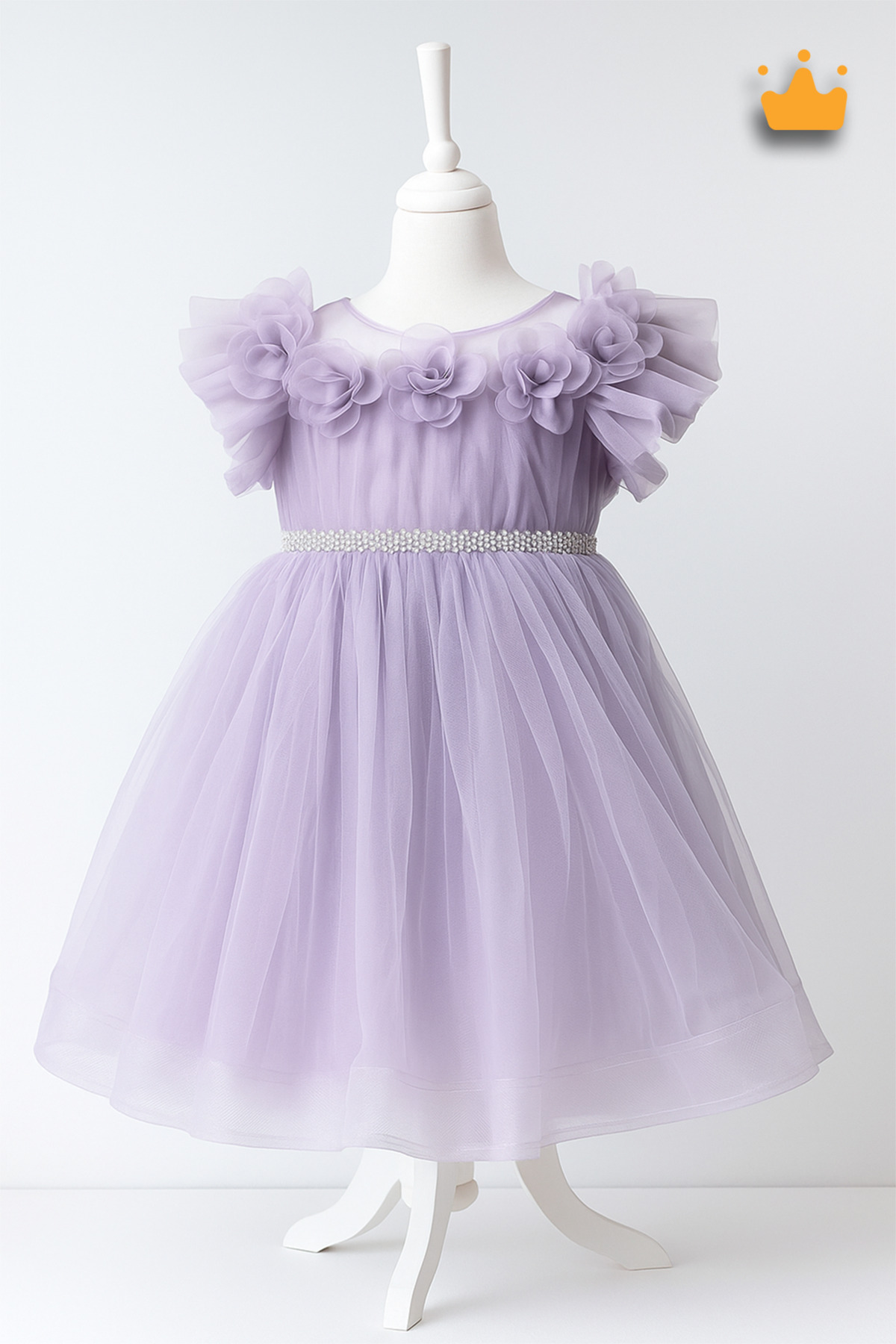 MİNİMONY 2-8 Yaş Gül Yakalı Grenli Kabarık Tül Kız Bebek Çocuk Abiye Elbise Bayramlık Gelinlik Lila 3502 fotoğrafı 2 (önizleme)