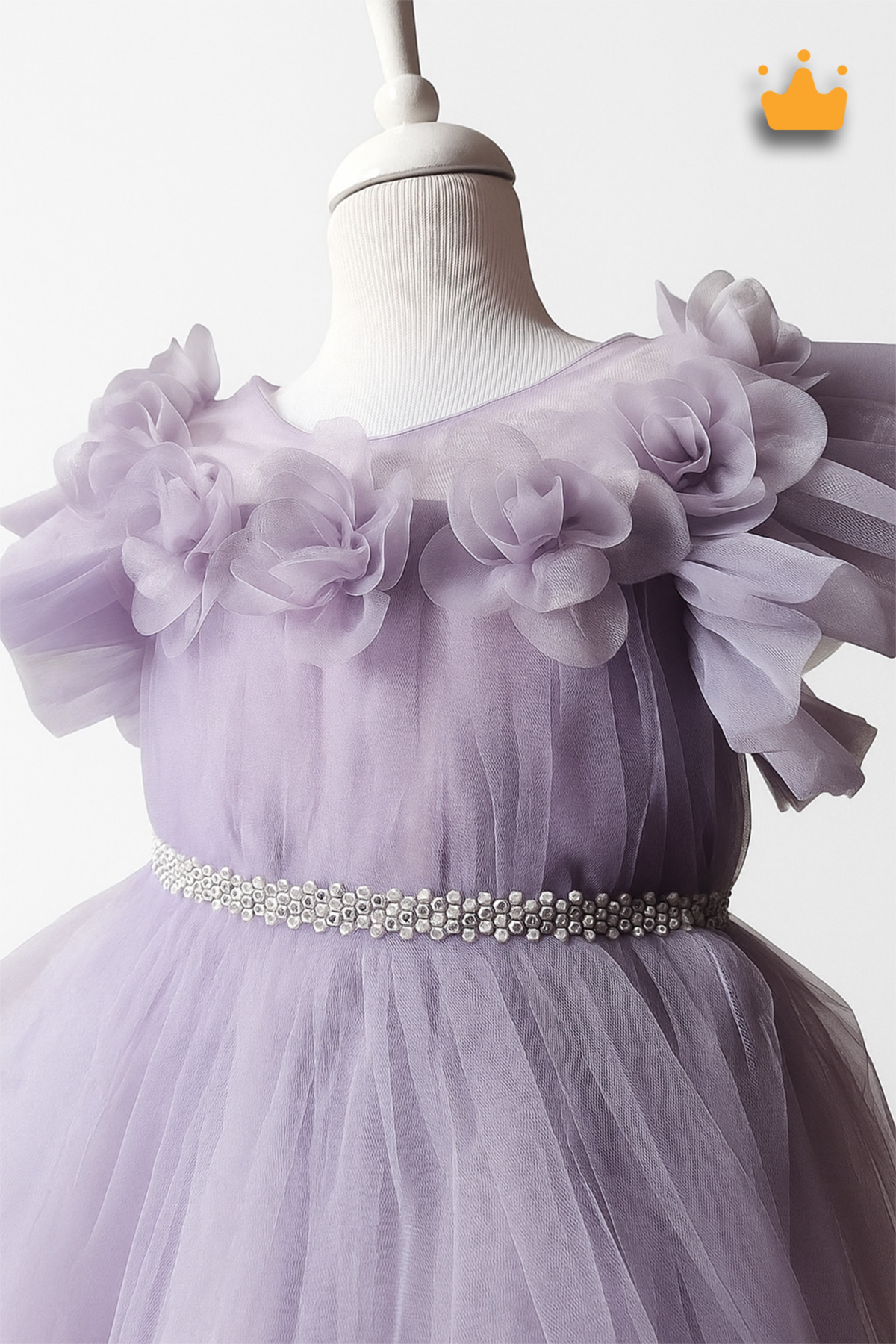 MİNİMONY 2-8 Yaş Gül Yakalı Grenli Kabarık Tül Kız Bebek Çocuk Abiye Elbise Bayramlık Gelinlik Lila 3502 fotoğrafı 6 (önizleme)