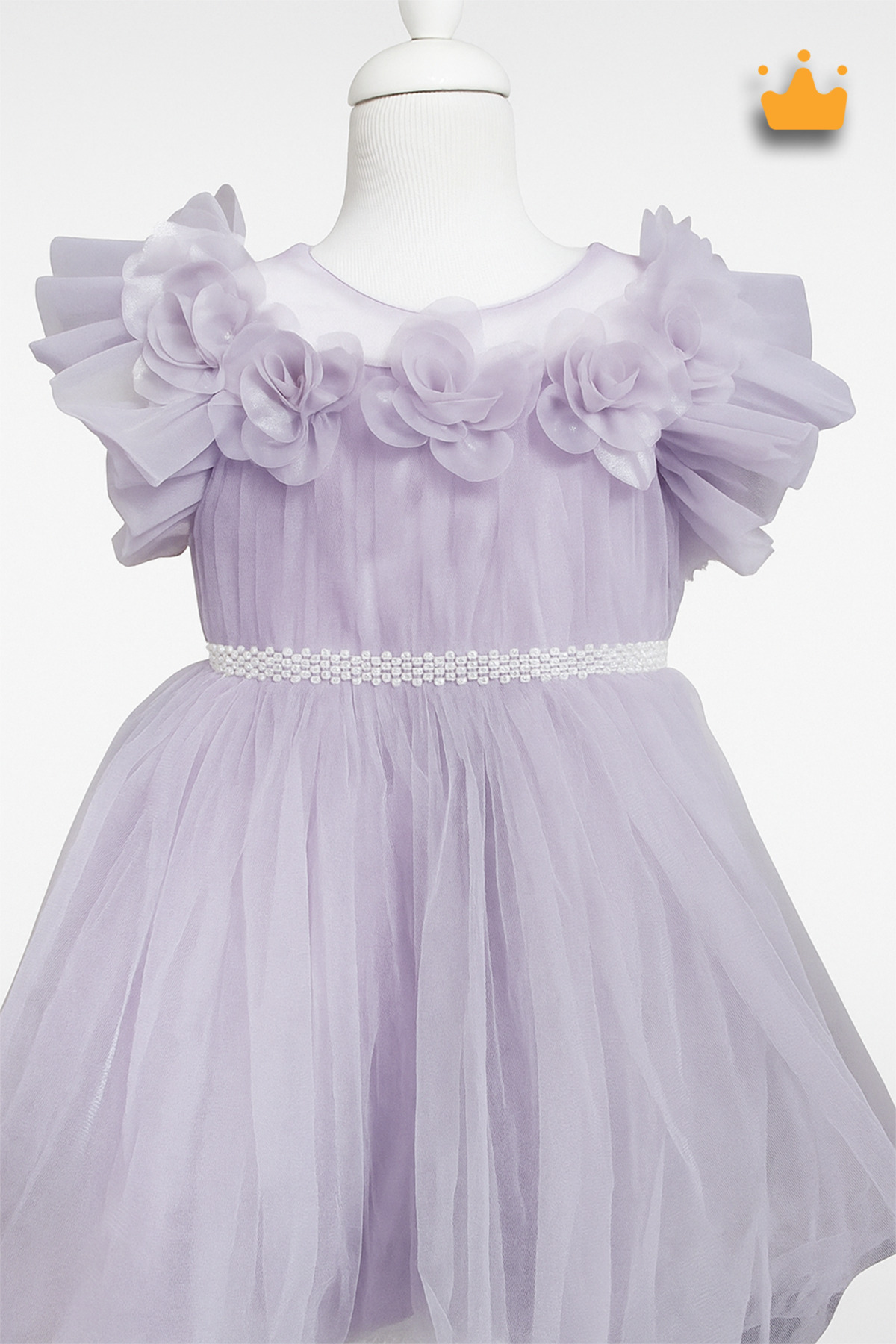 MİNİMONY 2-8 Yaş Gül Yakalı Grenli Kabarık Tül Kız Bebek Çocuk Abiye Elbise Bayramlık Gelinlik Lila 3502 fotoğrafı 4 (önizleme)