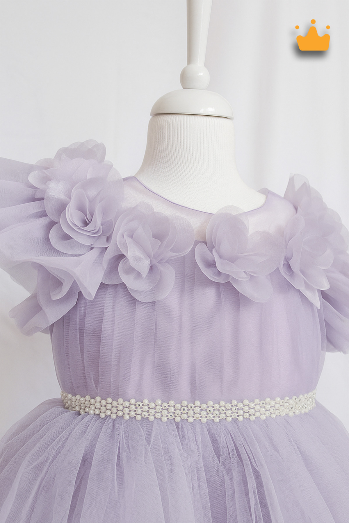 MİNİMONY 2-8 Yaş Gül Yakalı Grenli Kabarık Tül Kız Bebek Çocuk Abiye Elbise Bayramlık Gelinlik Lila 3502 fotoğrafı 5 (önizleme)