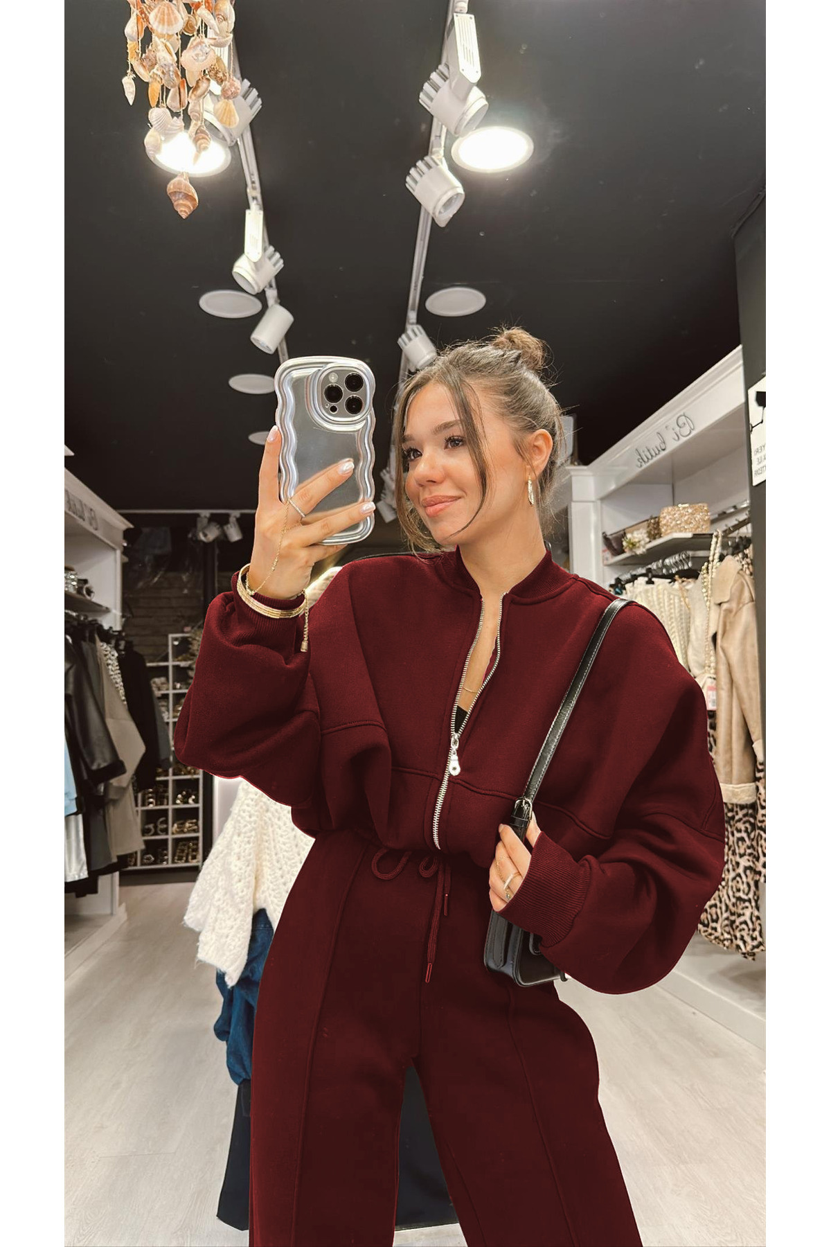 YAKAMEL KADIN 3 İPLİK BOMBER CEKET EŞOFMAN TAKIMI