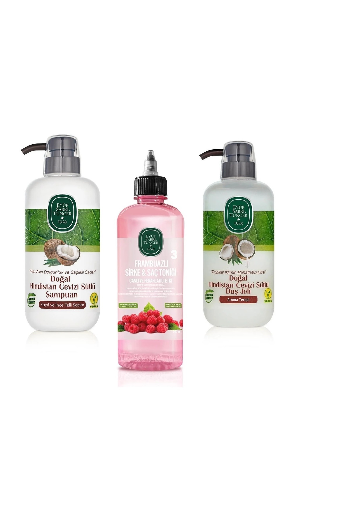 Eyüp Sabri Tuncer DOĞAL HİNDİSTANCEVİZİ SÜTLÜ ŞAMPUAN VE DUŞ JELİ+FRAMBUAZLI SAÇ TONİĞİ