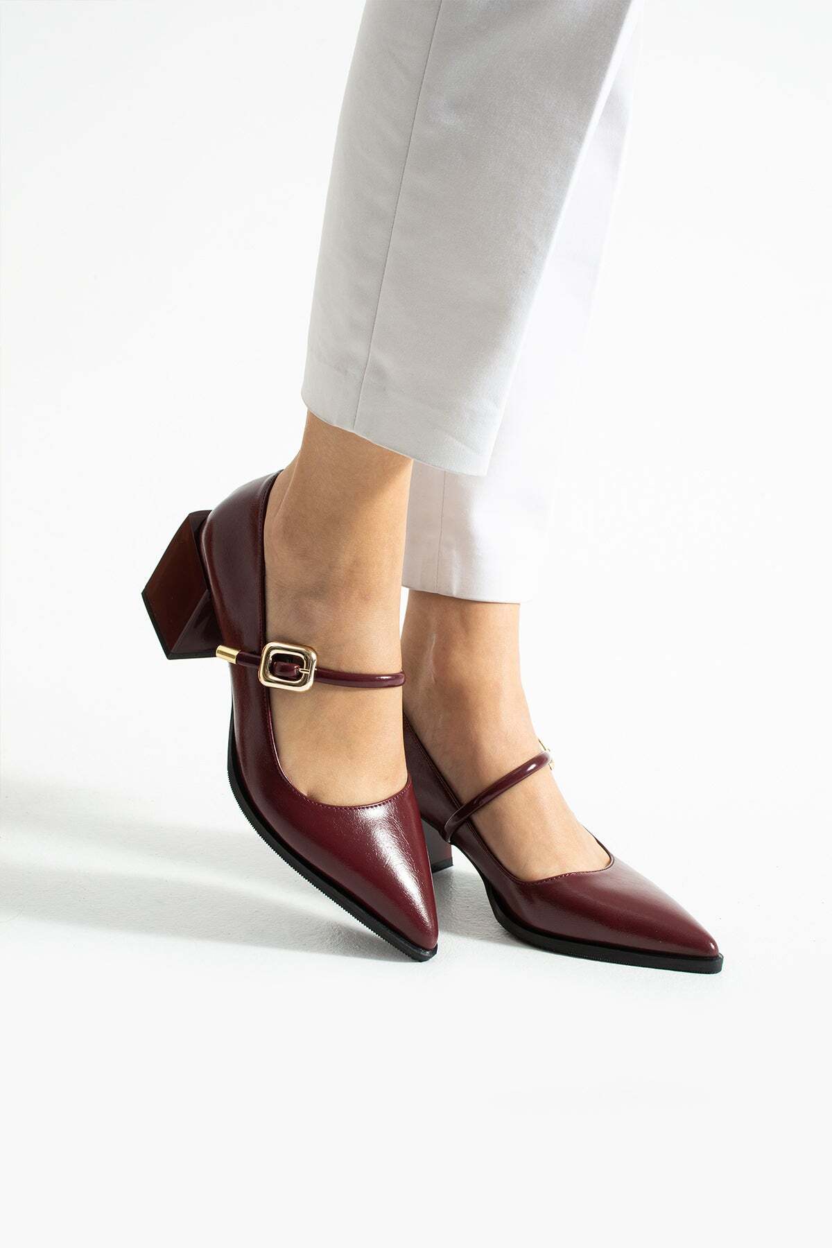 RevanStep  Tokalı Blok Topuklu Mary Jane Ayakkabı 6 cm - Görsel 8