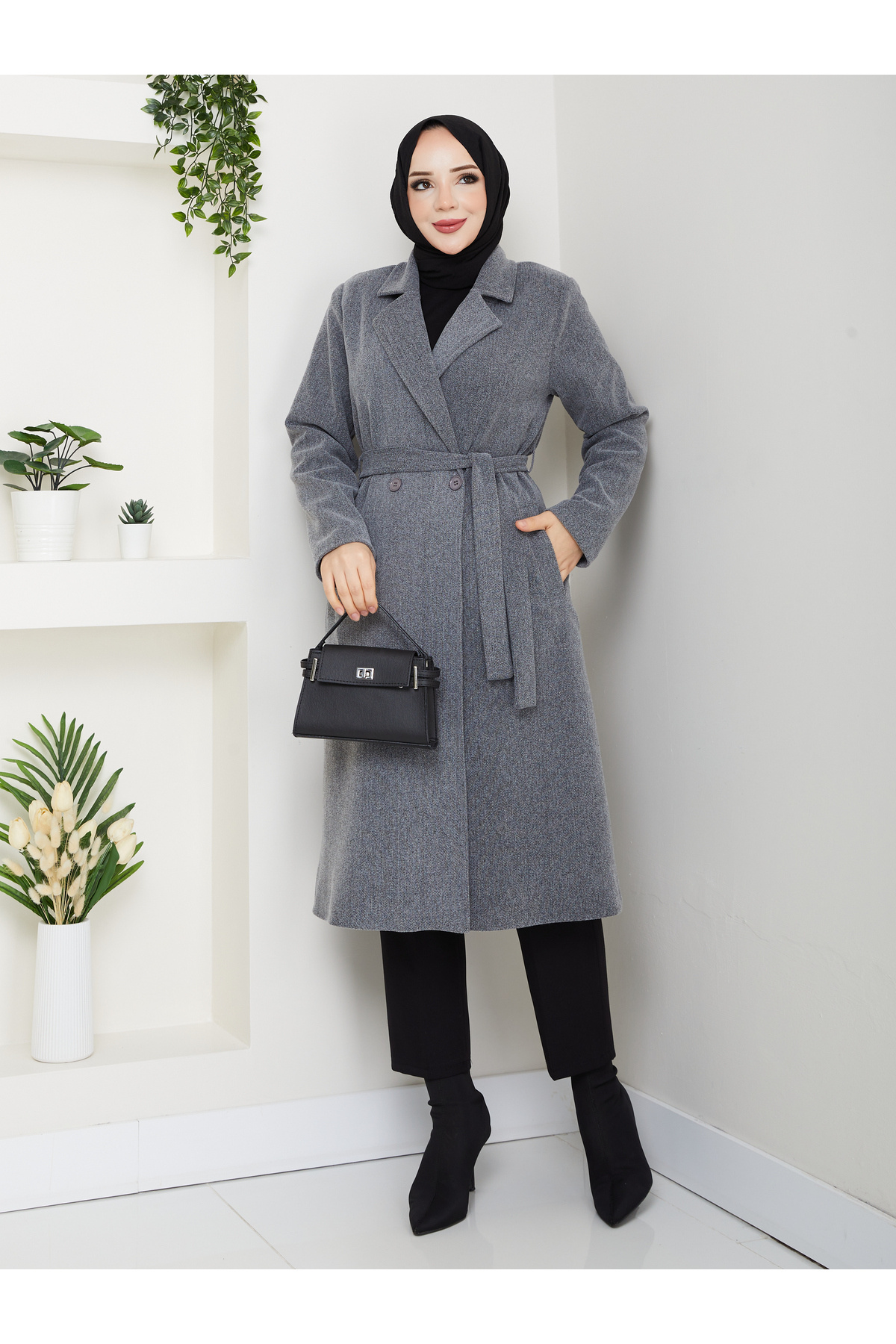 Belted Lined Stamp Coat RC5032
