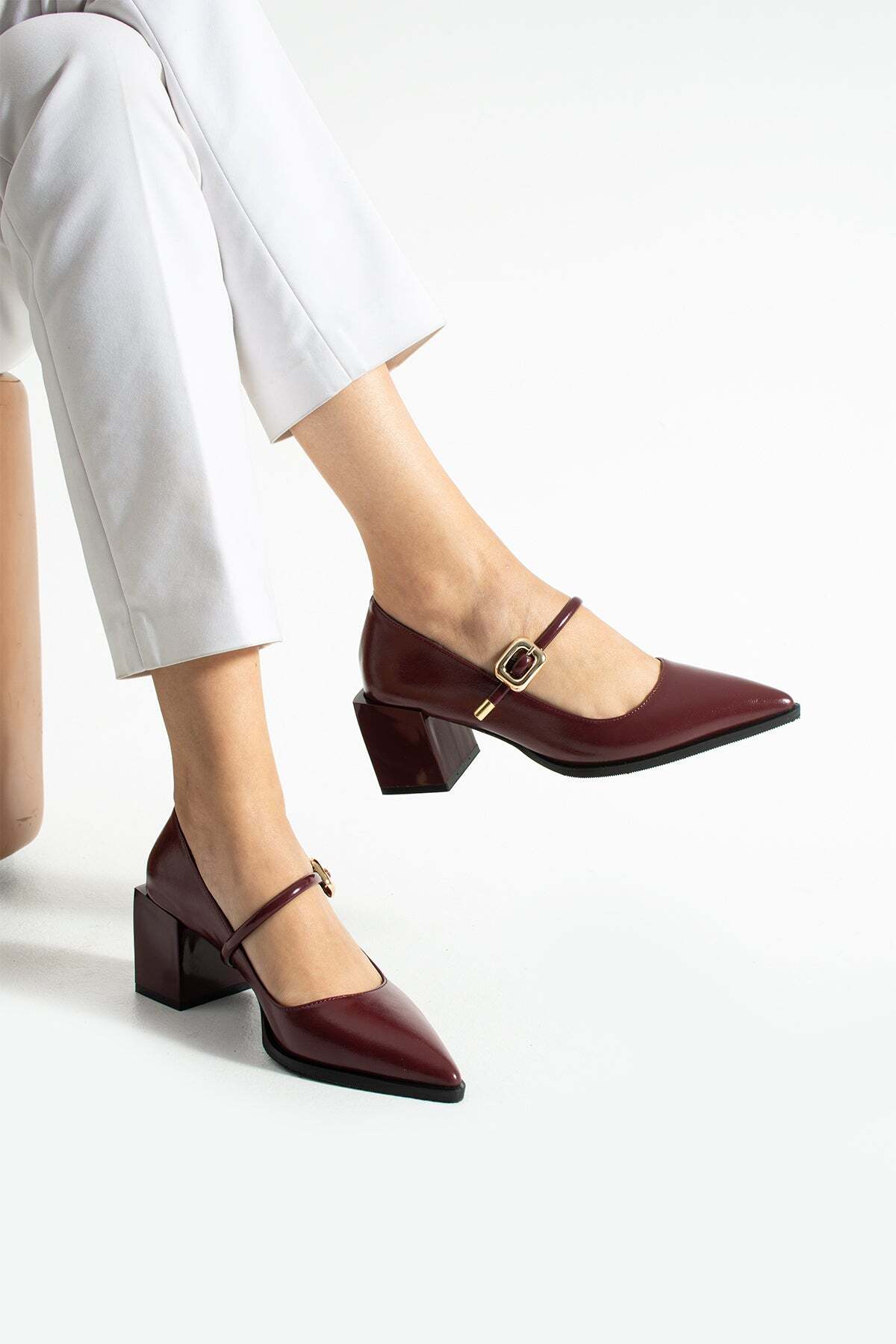 RevanStep  Tokalı Blok Topuklu Mary Jane Ayakkabı 6 cm - Görsel 7