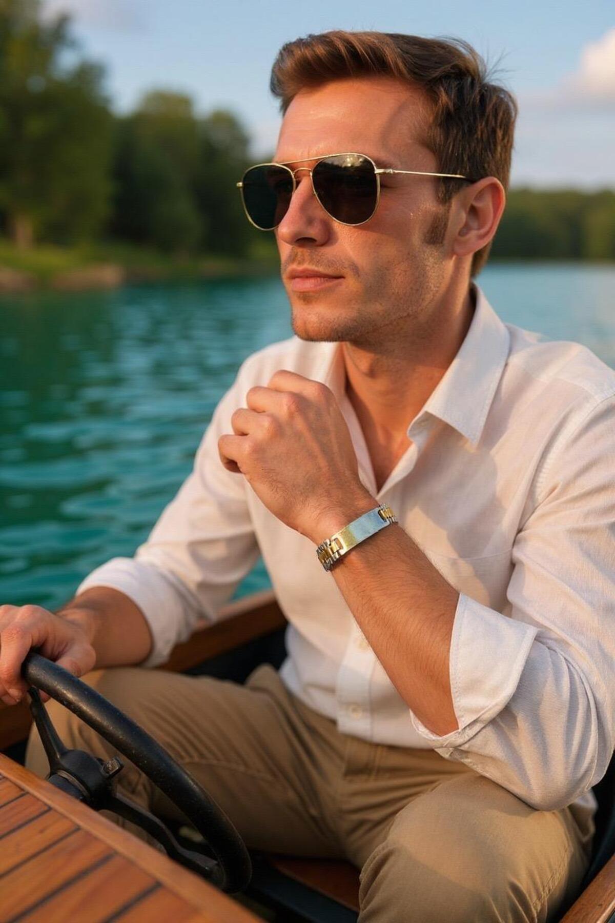 Momento Mori Gri Gold Erkek Rolex Bileklik [Kişiye Özel İsim, Tarih, Resim vb.]