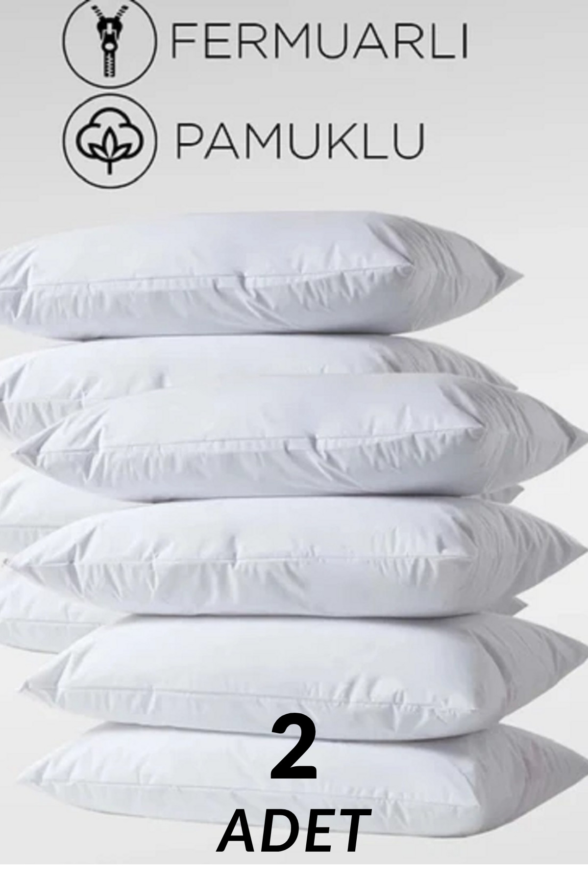2-Piece Set Zippered Cotton Pillow Mattress 50×70 cm | Sweatproof, Breathable Comfortable