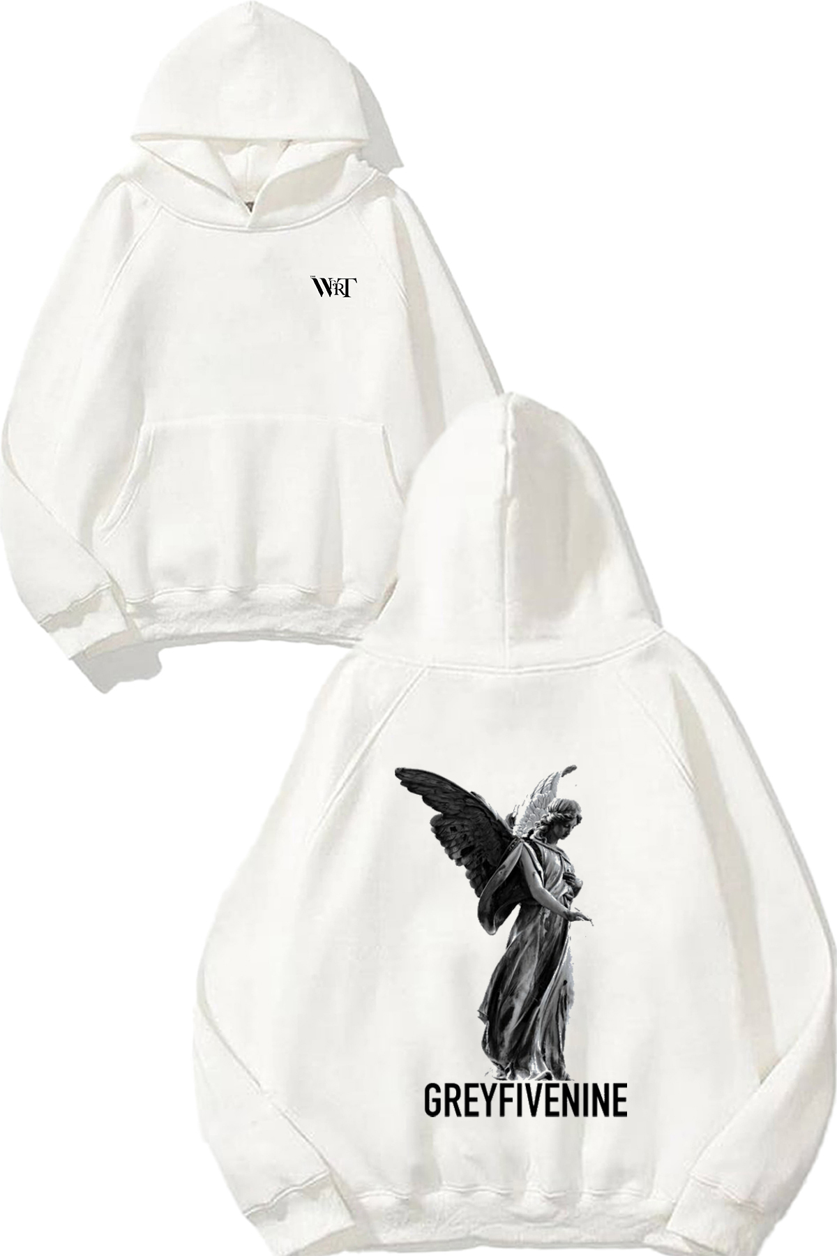 THEWERT Angel of Death Design Back Printed White Hooded Sweatshirt