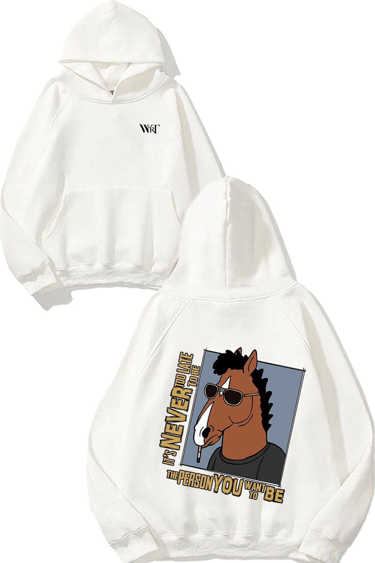 THEWERT Estampa Bojack Design Back Printed White Hooded Sweatshirt