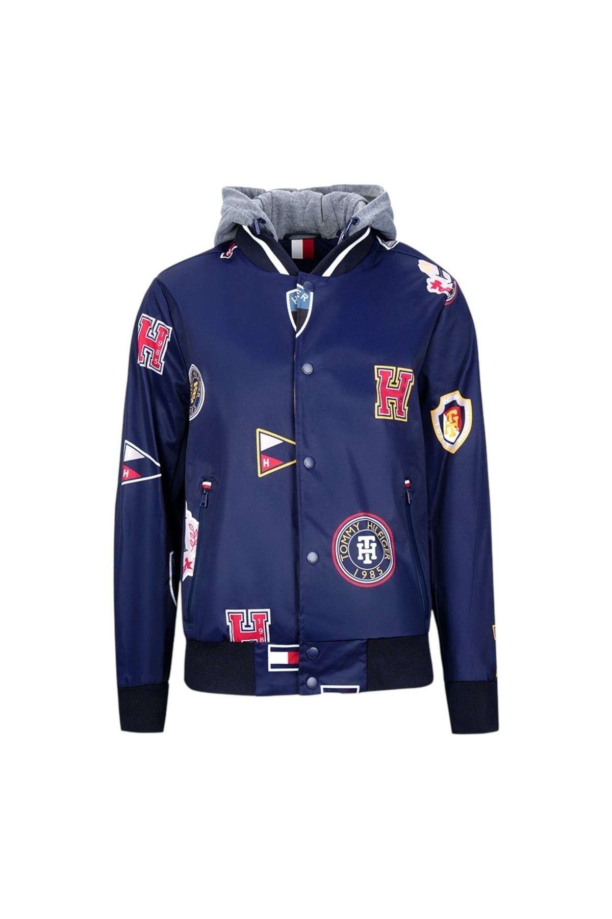 تامی هیلفیگر کاپشن مردانه باریک ضد آب کلاه دار گرافیکی Bomber