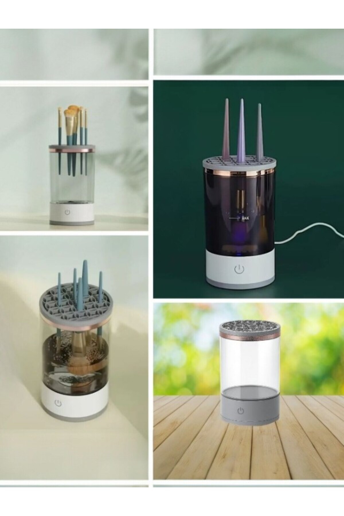 Online Home Market USB Şarjlı Makyaj Fırçası Temizleyici Aparat Hızlı Kurutmalı, Çok Yönlü Fırça Temizleyici