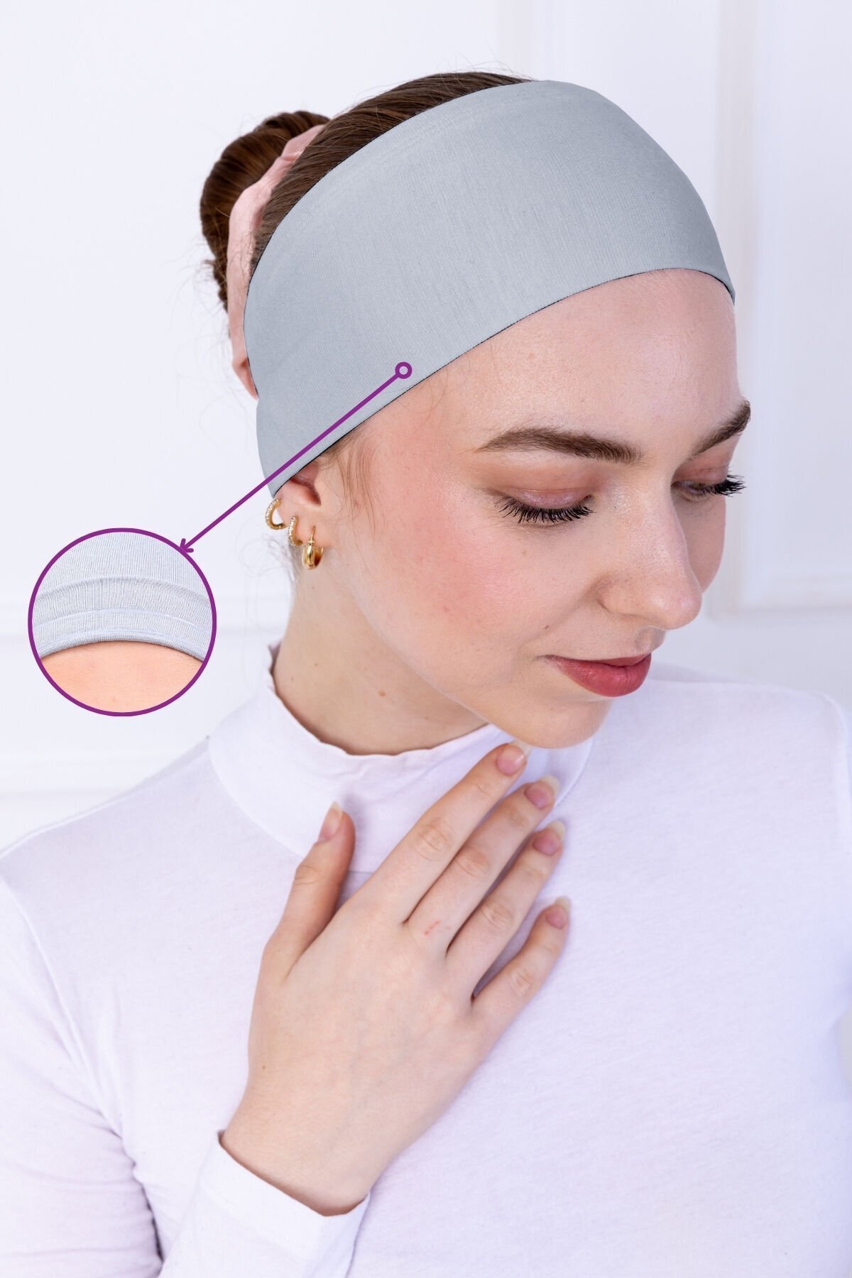 Non-Slip Silicone Bandana Bonnet - Sporty Headband-Light Gray