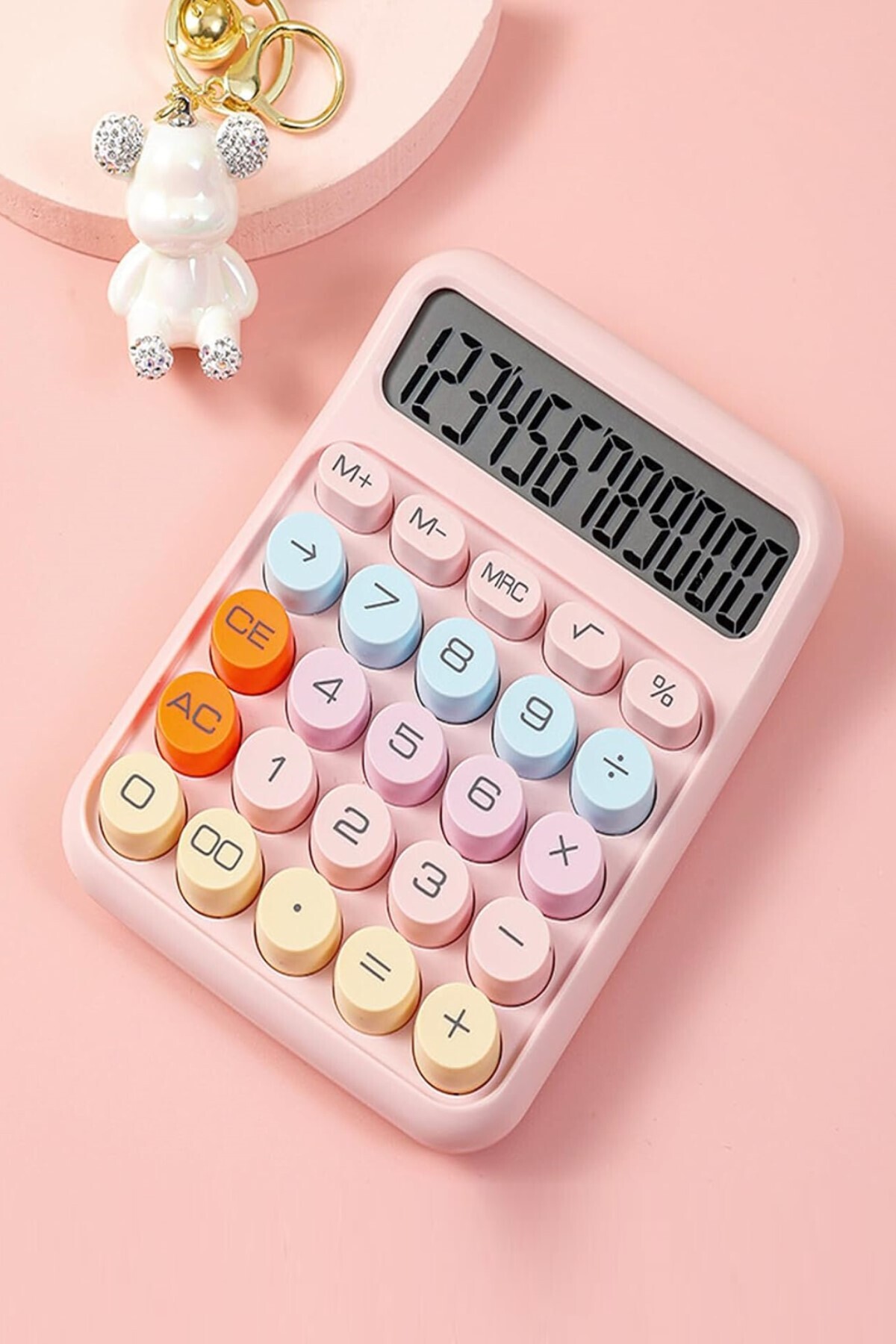 Hyd Hesap Makinesi 12 Hazneli Lcd Ekran Açılı Geniş Ekran,güneş Enerji Ve Pilli Hesap Makinesi Pembe