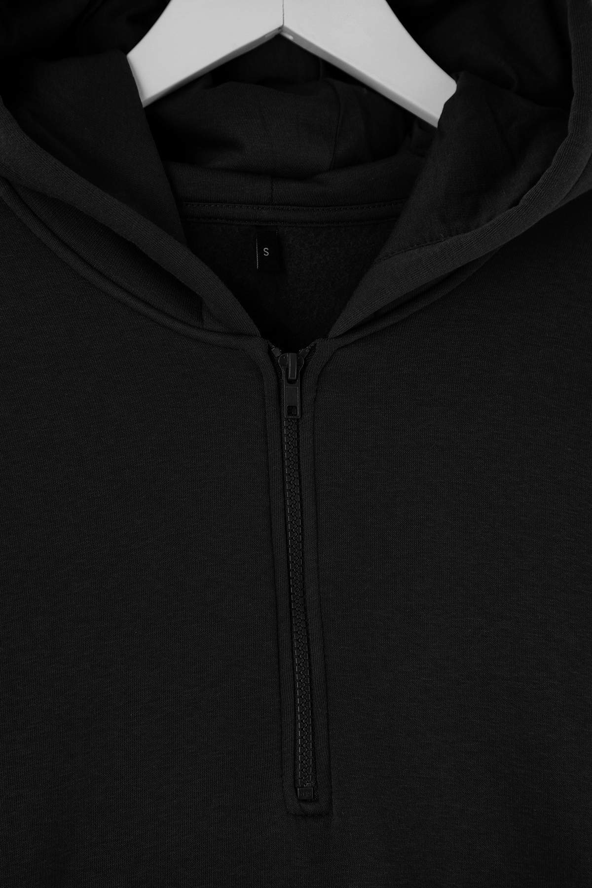 Trendyolmilla  Teen Siyah Kapüşonlu Kalın İçi Polarlı Yarım Pat Fermuarlı Cepli Örme Sweatshirt TWOAW26SW00160 - Görsel 7