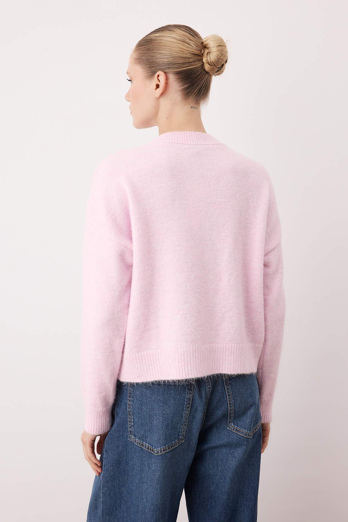 Trendyolmilla  Wardrobe Essentials Lila Alpaka Yünü Karışımlı Geniş Kalıp Triko Hırka | TWOAW26HI00089 - Görsel 4