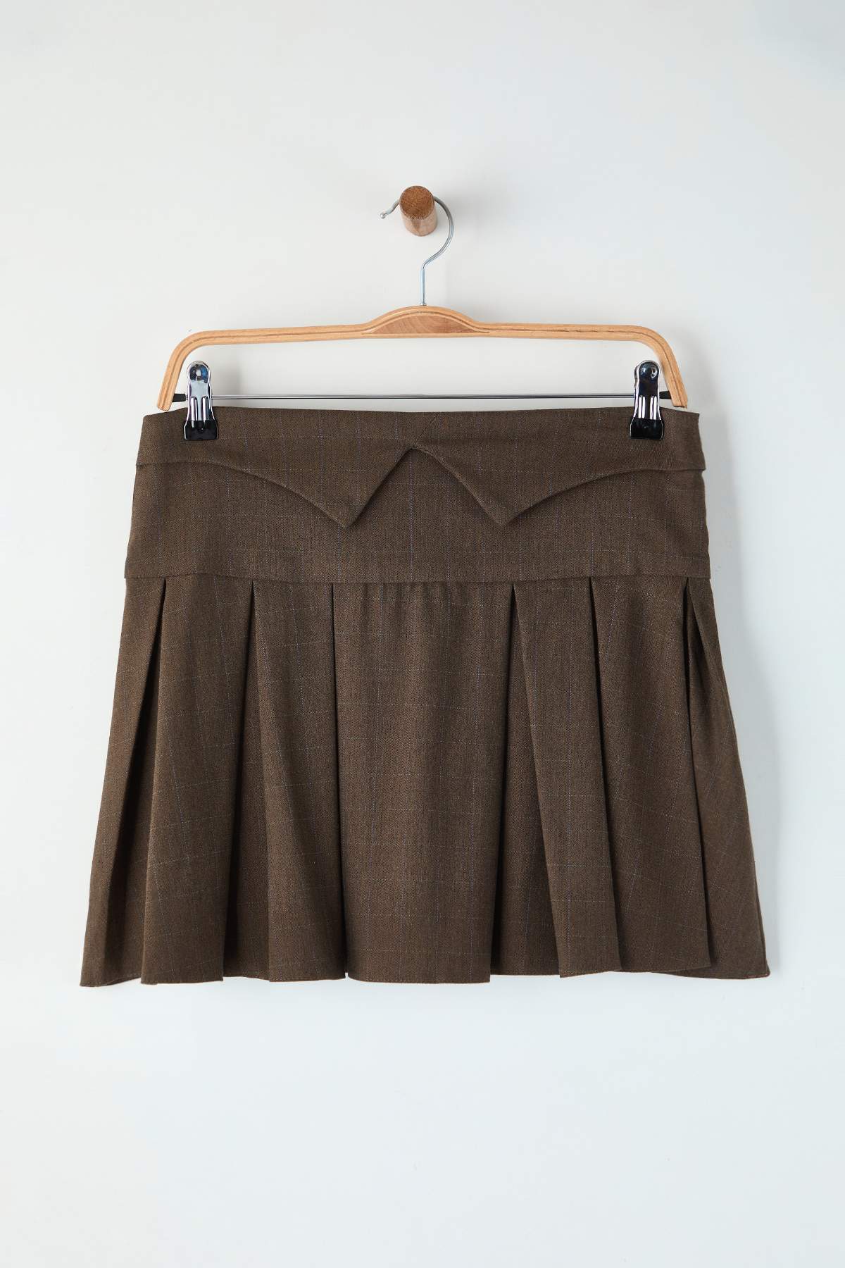 Trendyolmilla  EXCLUSIVE Özel Koleksiyon Vizon Ekoseli Bel Detaylı Piliseli Kısa Etek TWOAW26ET00134 - Görsel 7