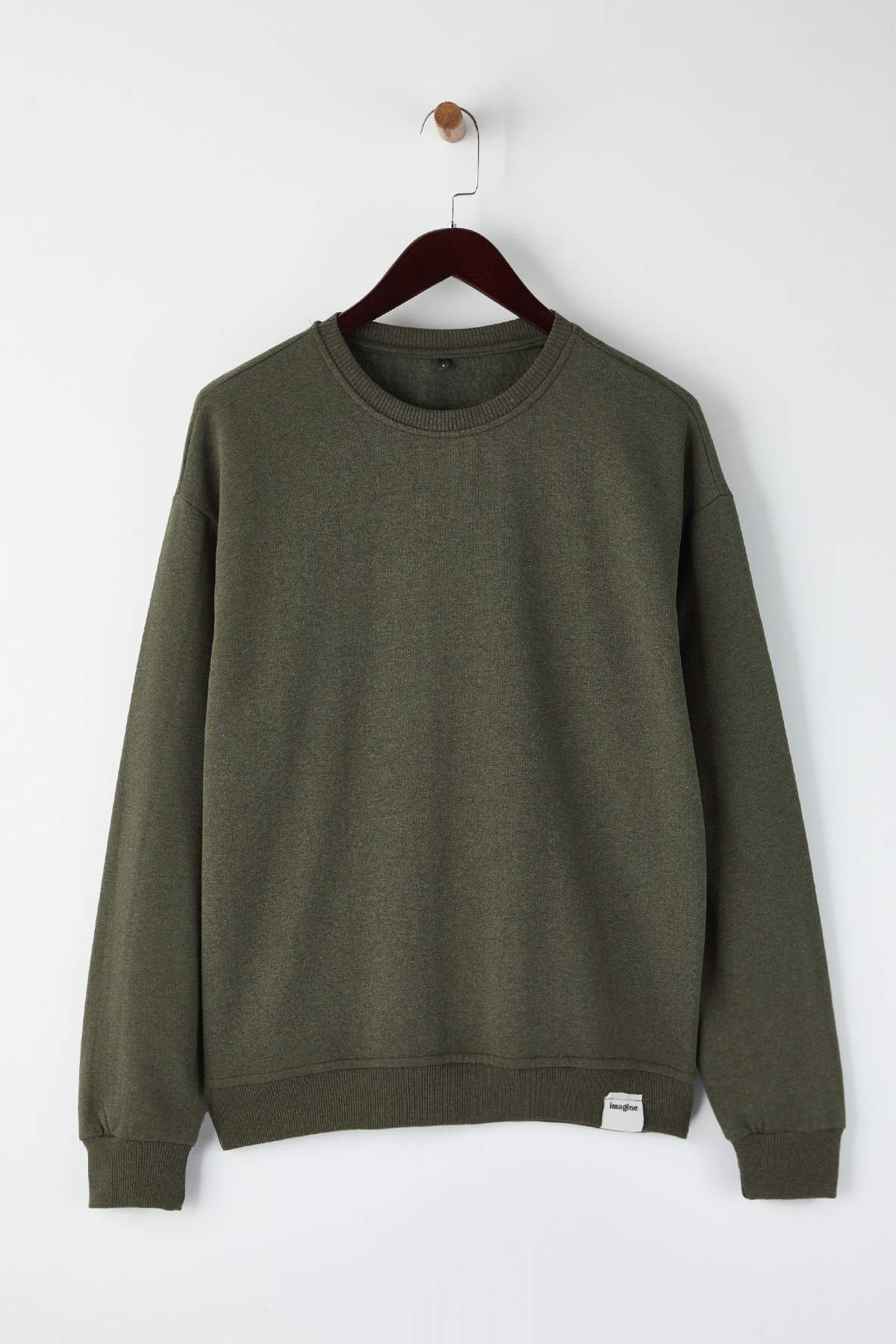 Trendyolmilla  Siyah-Haki 2'li Paket Oversize/Geniş Kesim İçi Polar/Sıcak Tutan Etiketli Sweatshirt TMNAW24SW00001 - Görsel 9