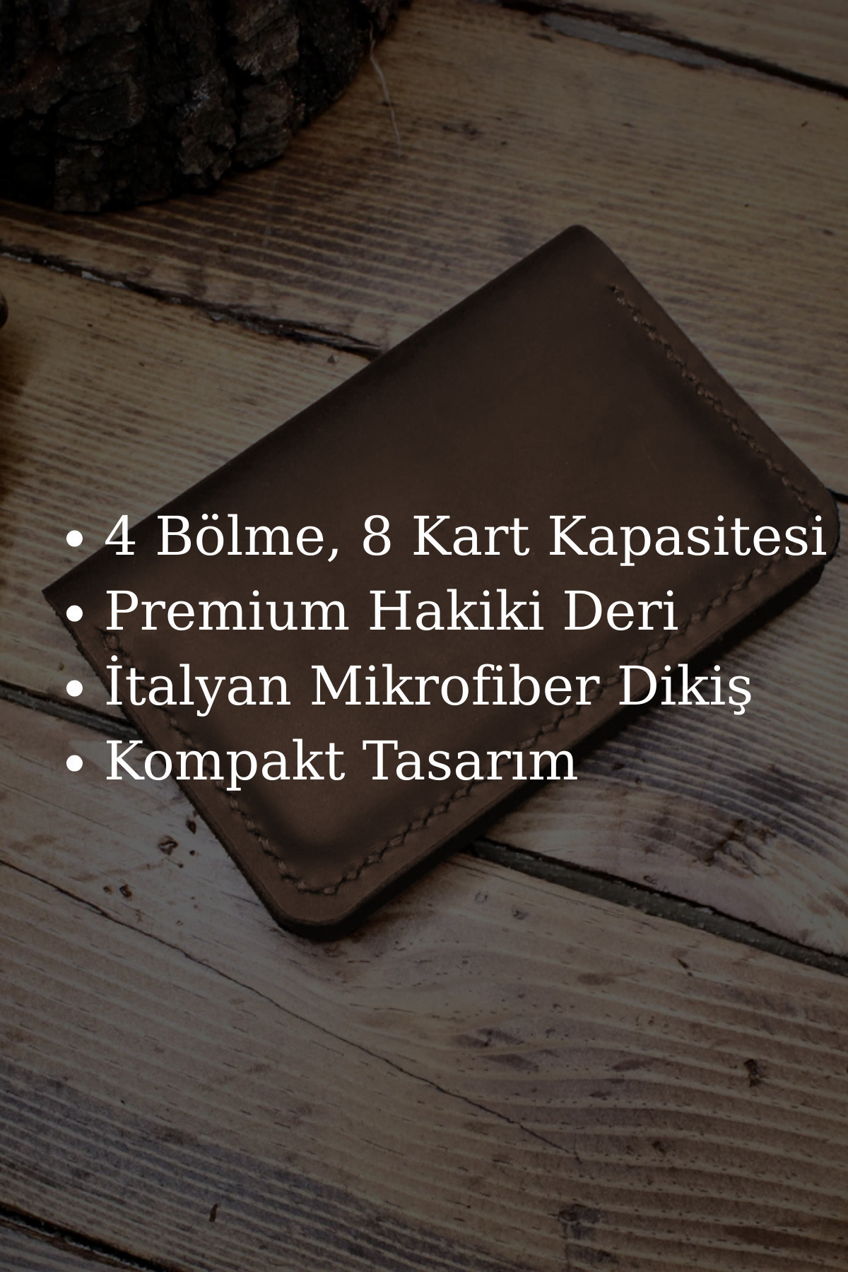 luvo  El Yapımı Hakiki Deri Kartlık İtalyan Dikiş Premium Hakiki Deri Taba - Görsel 5