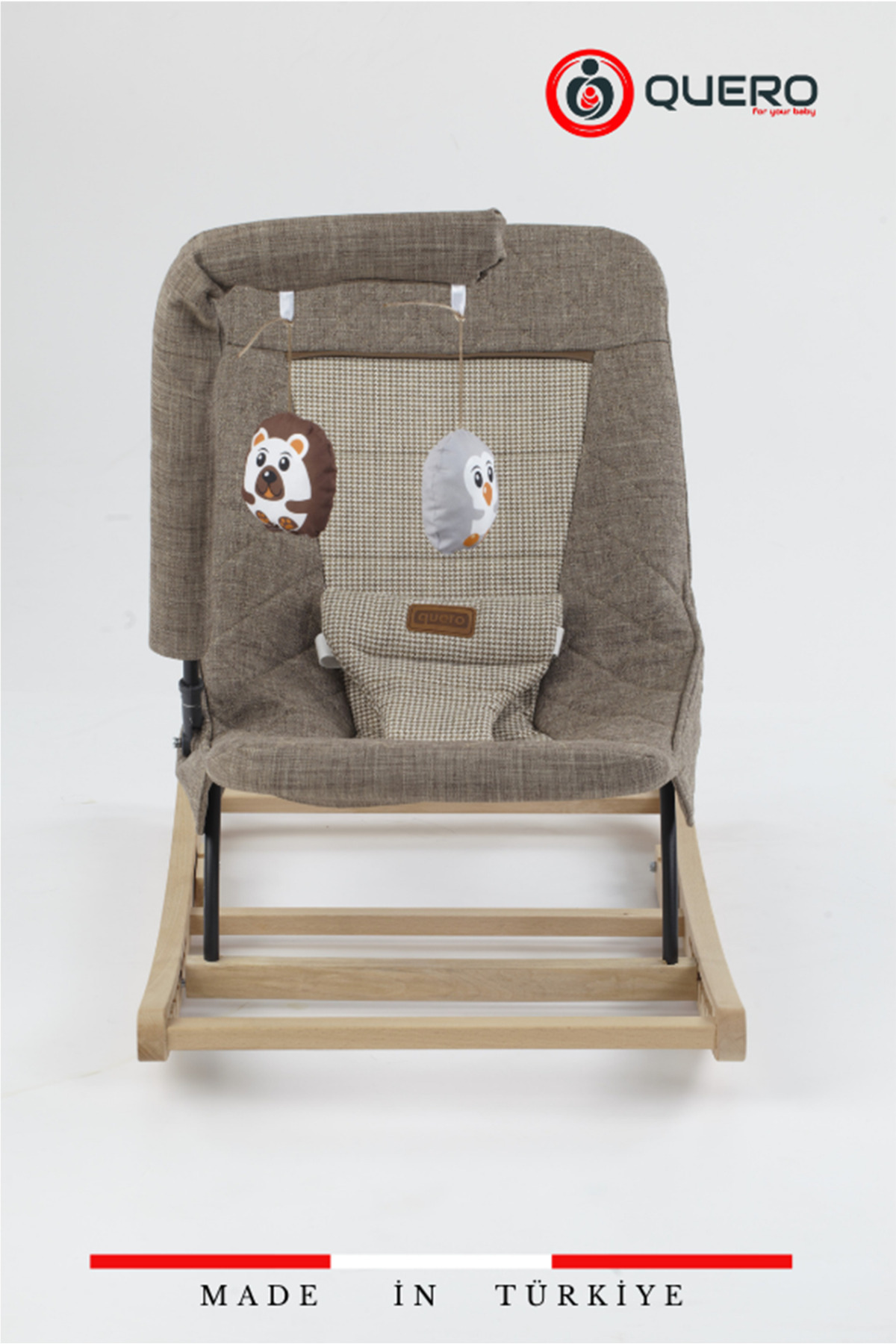 Quero Linda Ahşap Anakucağı, Kademeli, Sallanır, Sabitlenebilir, Oyuncaklı,Ana Kucağı Puset, Ana Dizi fotoğrafı 3 (önizleme)