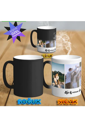 ATEŞLER HEDİYELİK sihirli porselen kupa bardak- kişiye özel fotoğraf ve yazı ...
