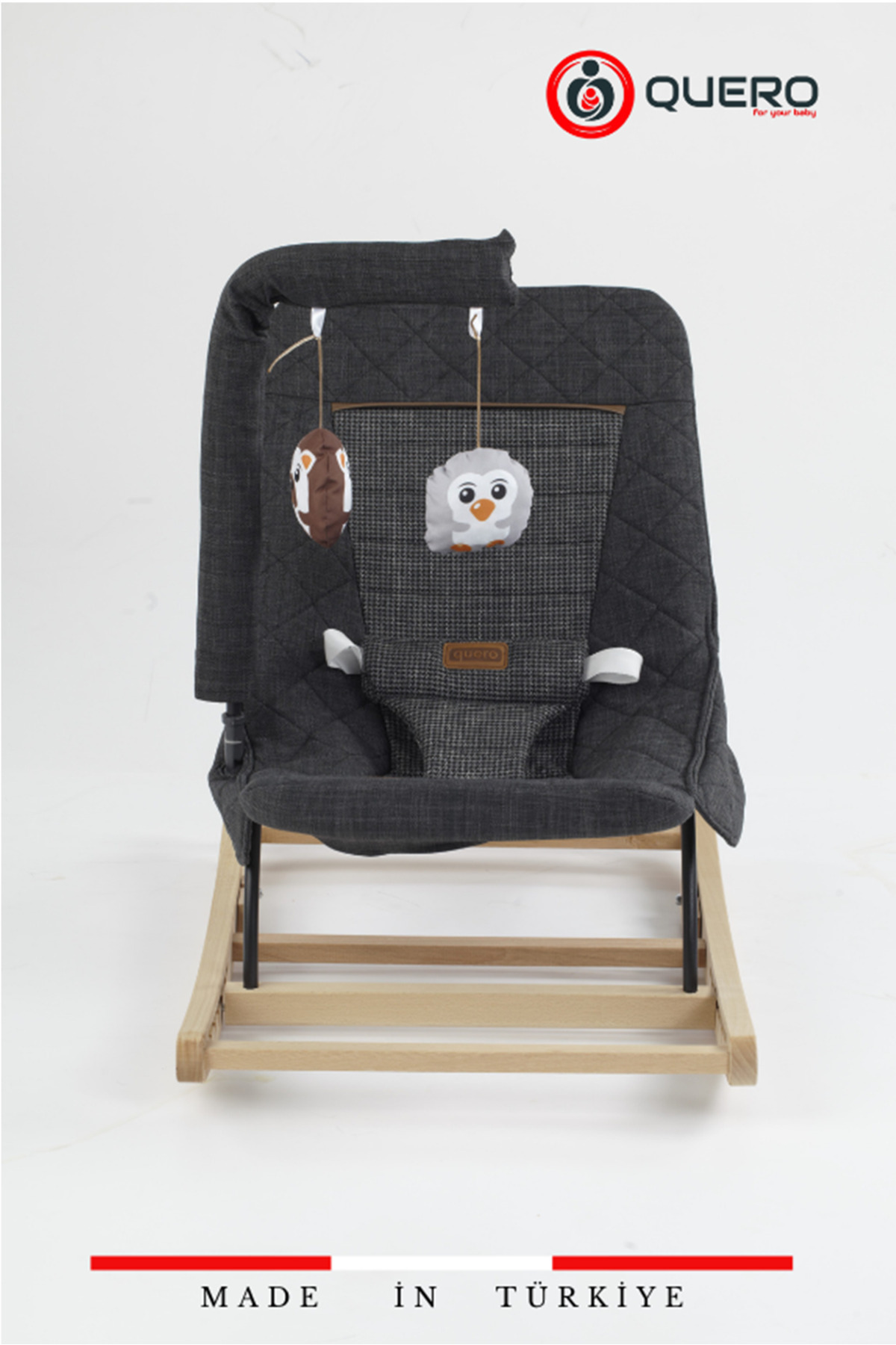 Quero Linda Ahşap Anakucağı, Kademeli, Sallanır, Sabitlenebilir, Oyuncaklı,Ana Kucağı Puset, Ana Dizi fotoğrafı 3 (önizleme)