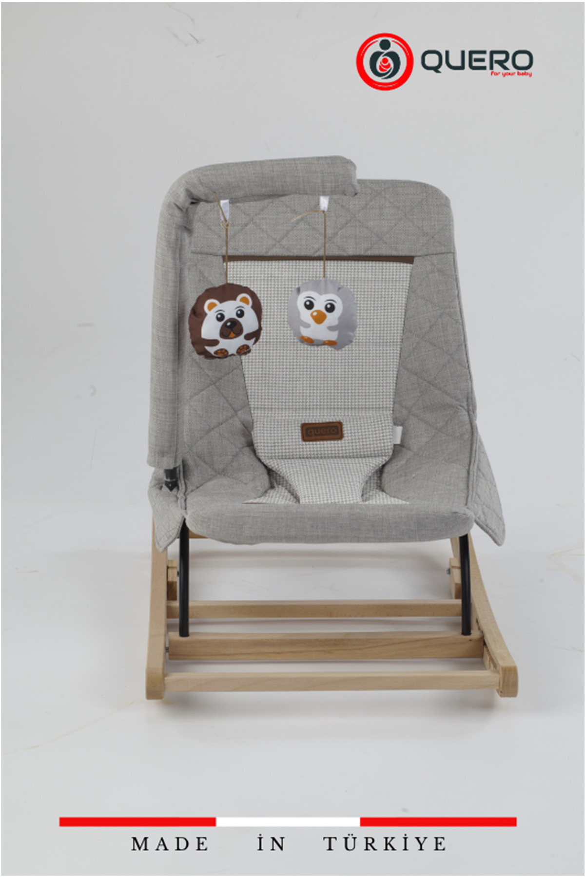 Quero Linda Ahşap Anakucağı, Kademeli, Sallanır, Sabitlenebilir, Oyuncaklı,Ana Kucağı Puset, Ana Dizi fotoğrafı 3 (önizleme)